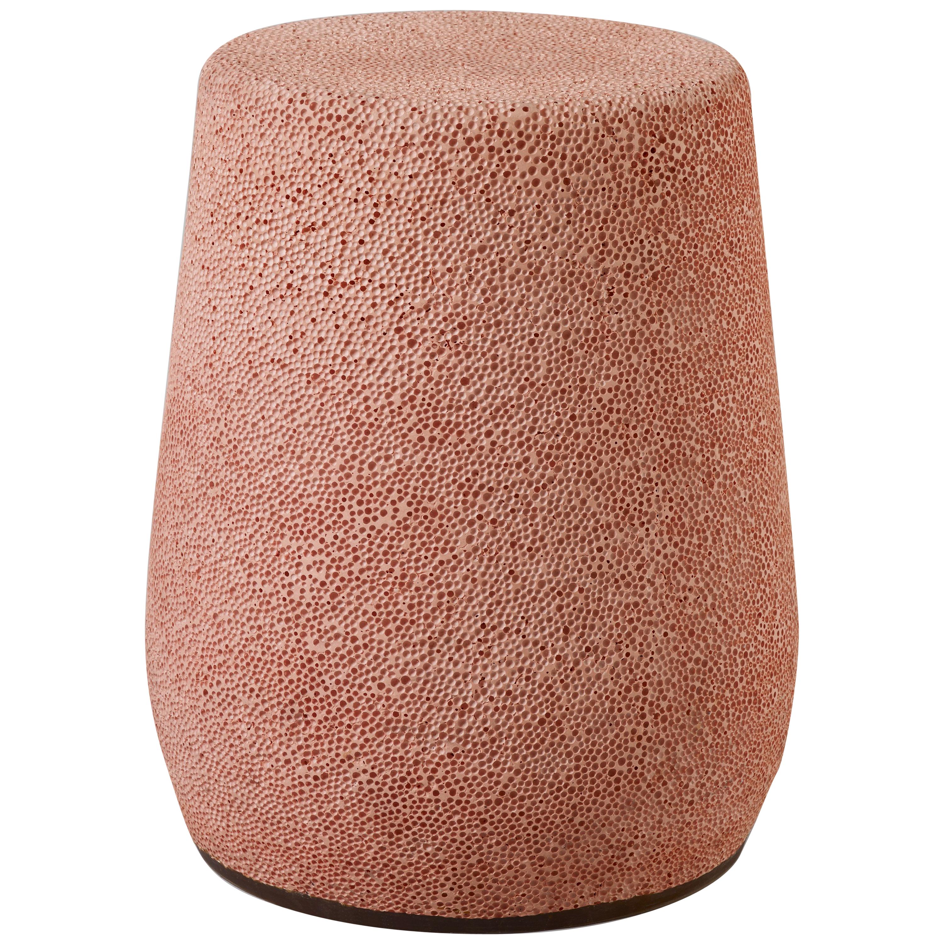 'Lightweight Porcelain' Stool and Side Table by Djim Berger - Coral Pink