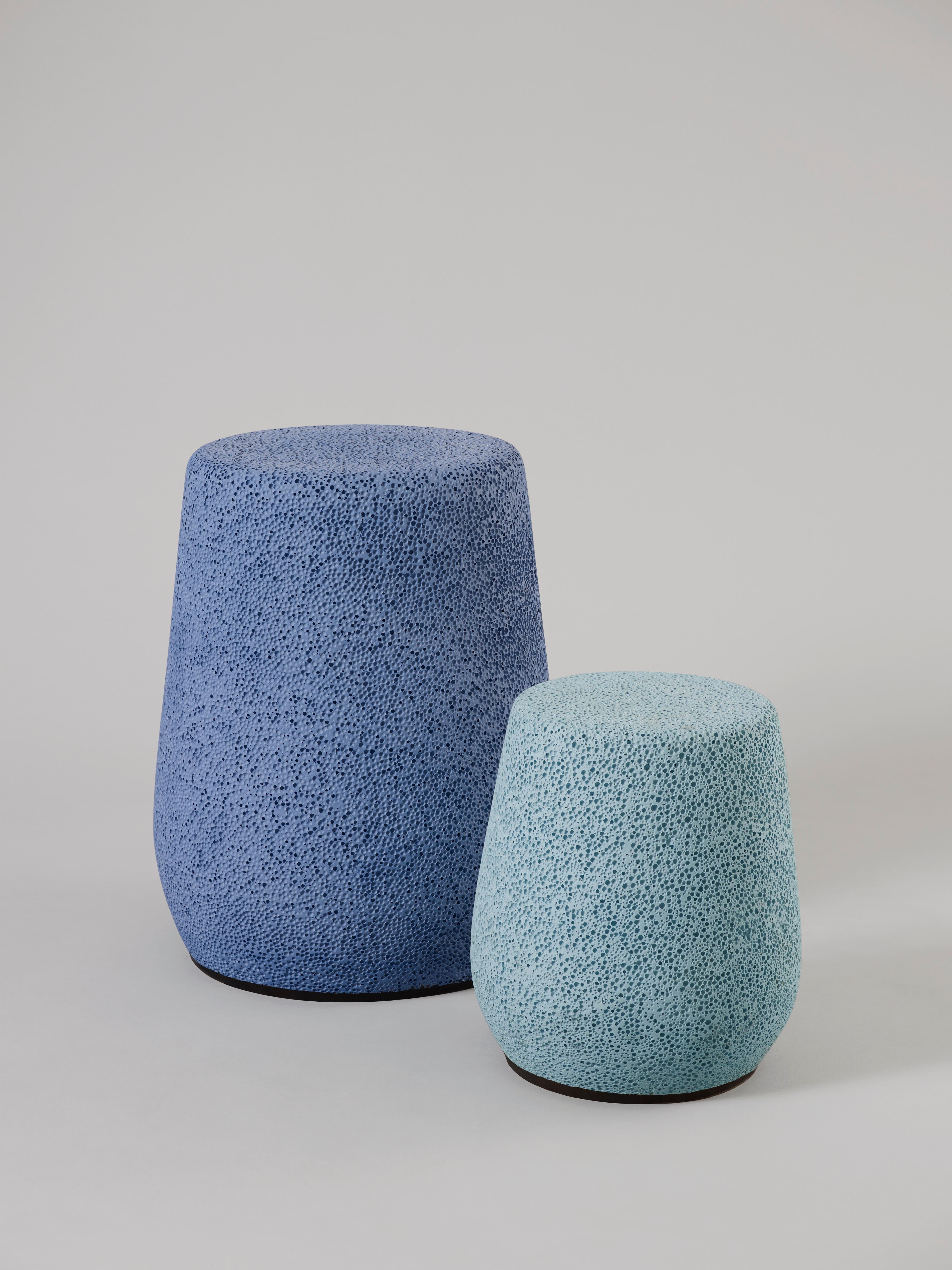 Contemporary 'Lightweight Porcelain' Stool and Side Table by Djim Berger - Dark Blue For Sale