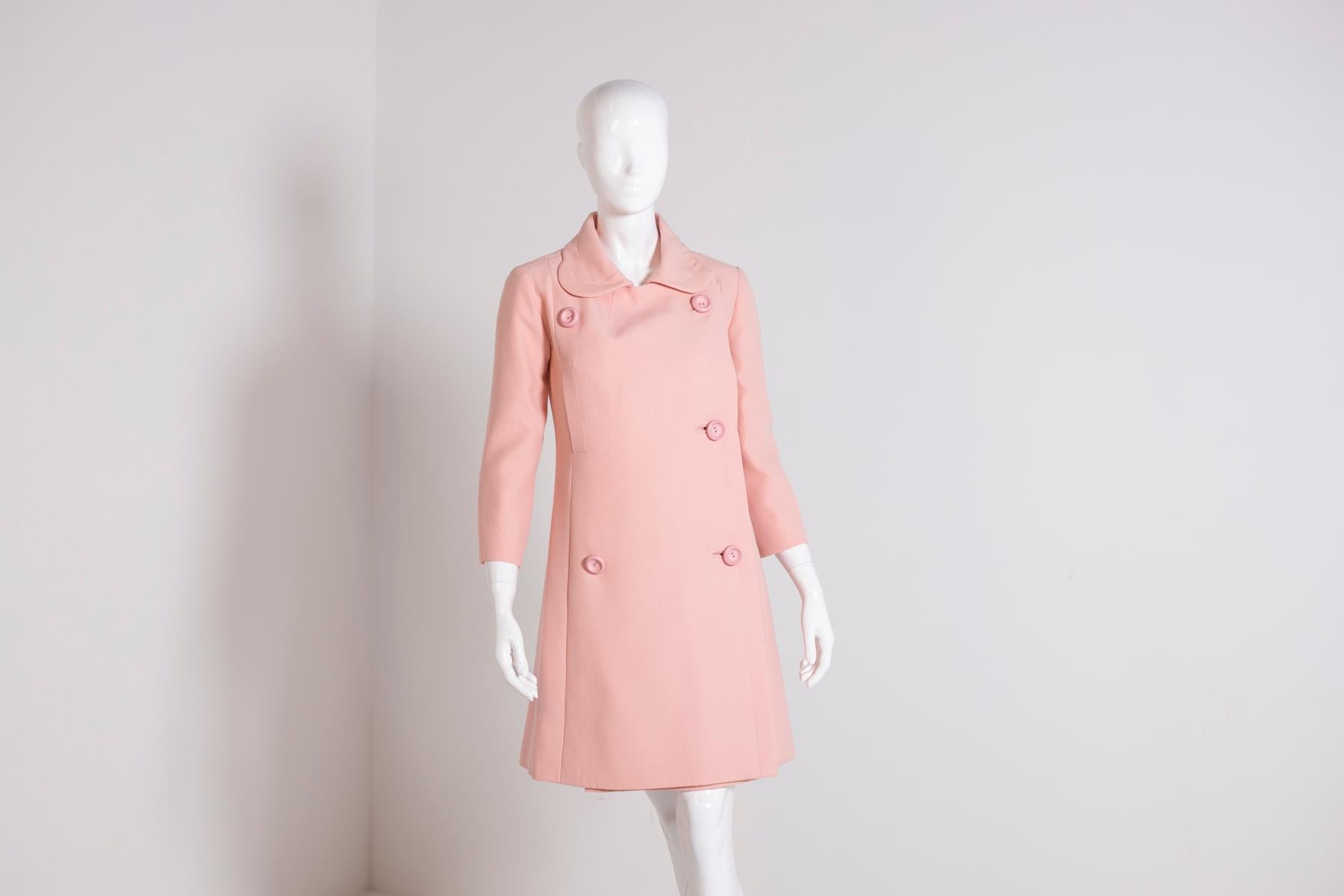 Women's Pierre Cardin Lightweight Pink Wool Coat  For Sale
