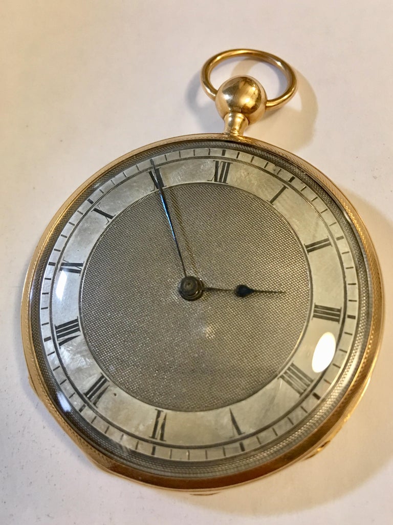 Lightweight Slim 14 Karat Gold Quarter Repeater Pocket Watch For Sale