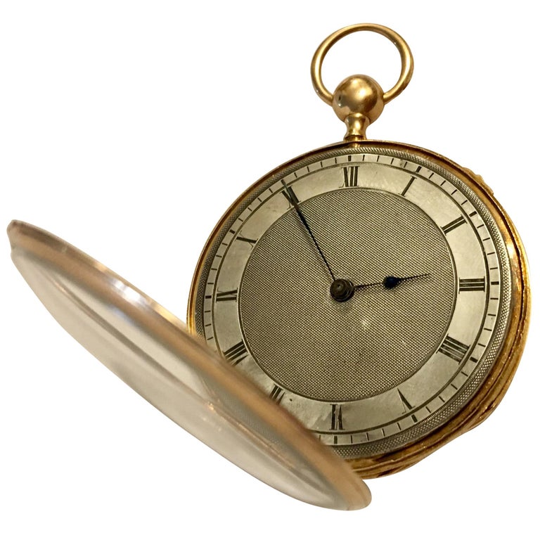 Lightweight Slim 14 Karat Gold Quarter Repeater Pocket Watch For Sale