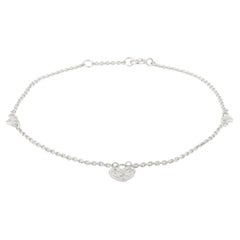 Pulsera ligera apilable de cadena de diamantes en forma de corazón en oro blanco macizo de 14 quilates