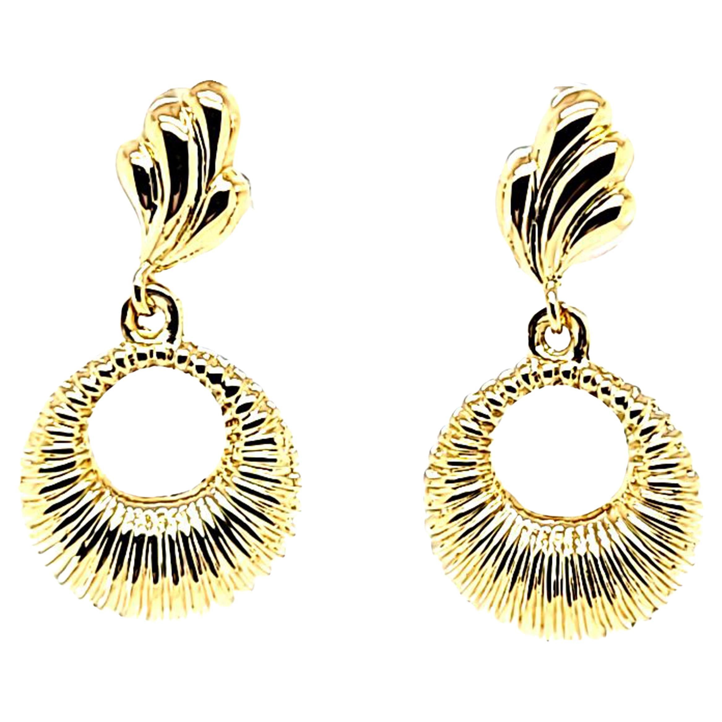 Lightweight Yellow Gold Drop Earrings