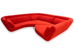 Ligne Roset 3 Piece "Yang" by Francois Bauchet Red Kvadrat Fabric Sectional Sofa