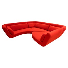 Ligne Roset 3 Piece "Yang" by Francois Bauchet Red Kvadrat Fabric Sectional Sofa