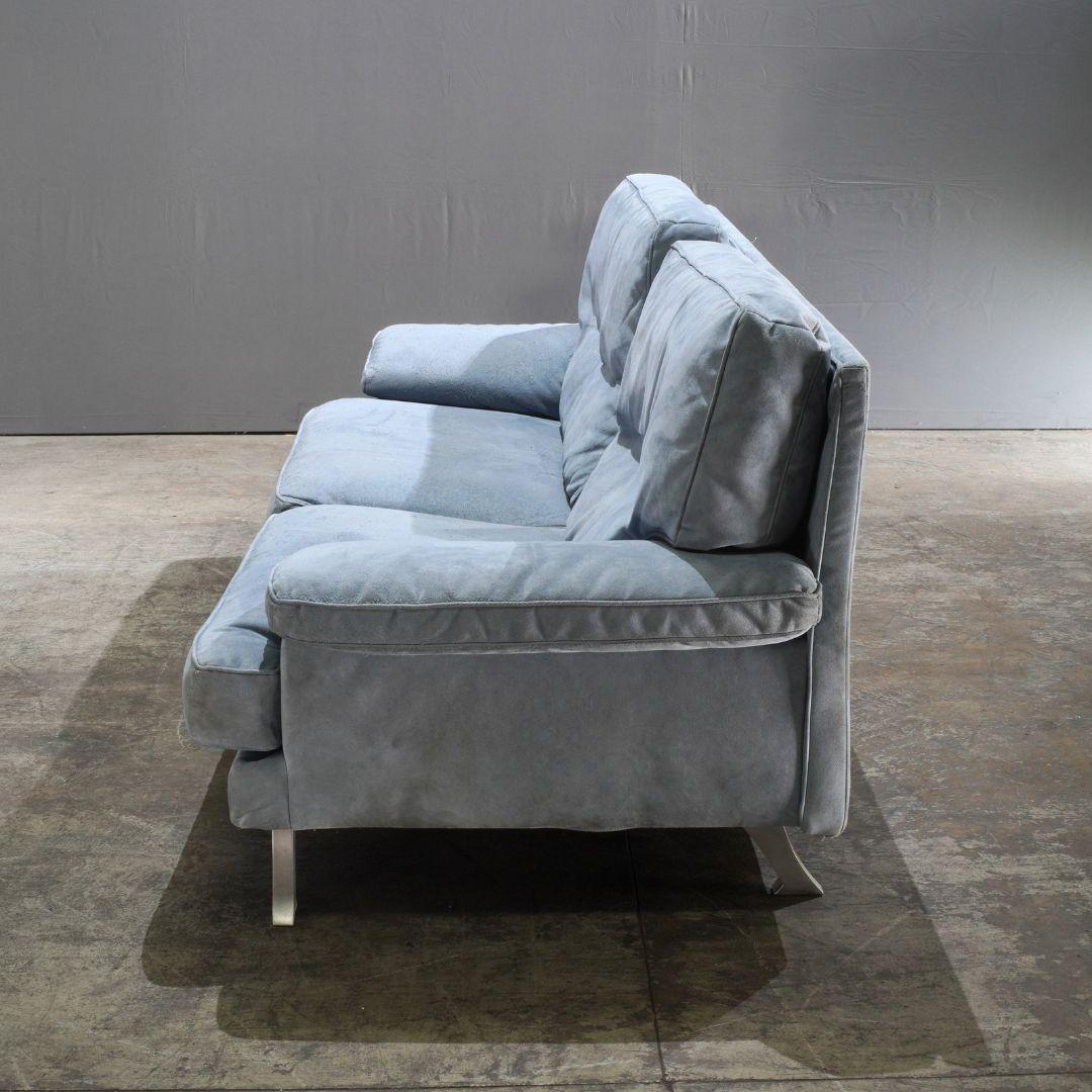 French Ligne Roset 3-Seater Sofa in Light Blue Fabric