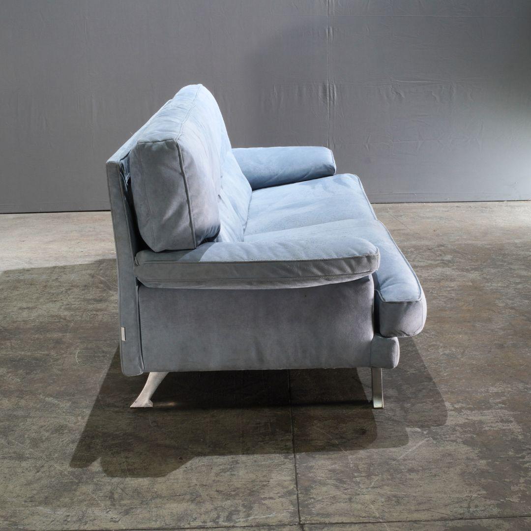 Contemporary Ligne Roset 3-Seater Sofa in Light Blue Fabric