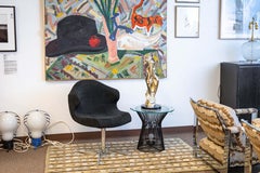 Ligne Roset Alster Contemporary Modern Black Alcantara and Chrome Accent Chair