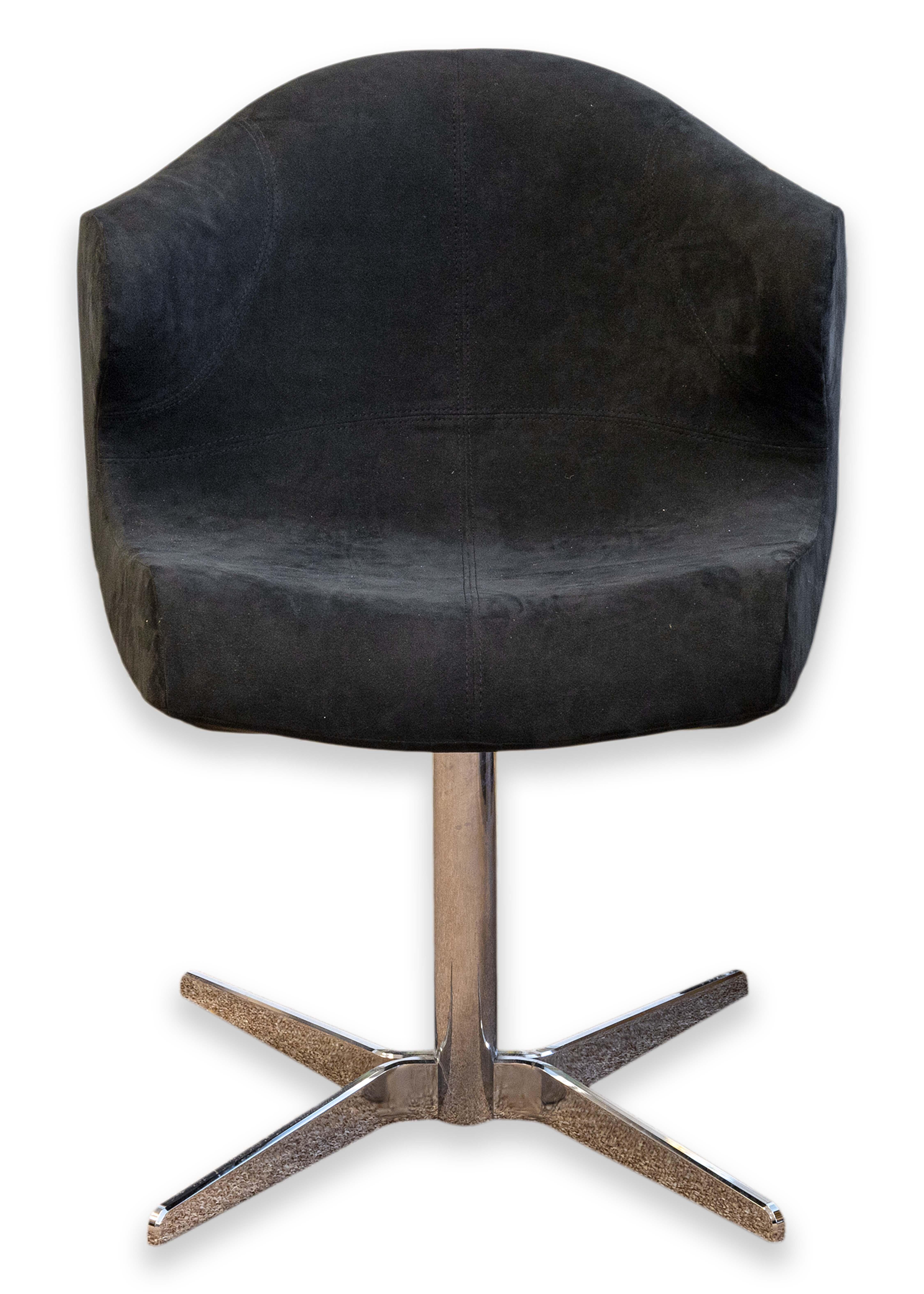 Ligne Roset Alster Contemporary Modern Black Alcantara and Chrome Accent Chair For Sale 3