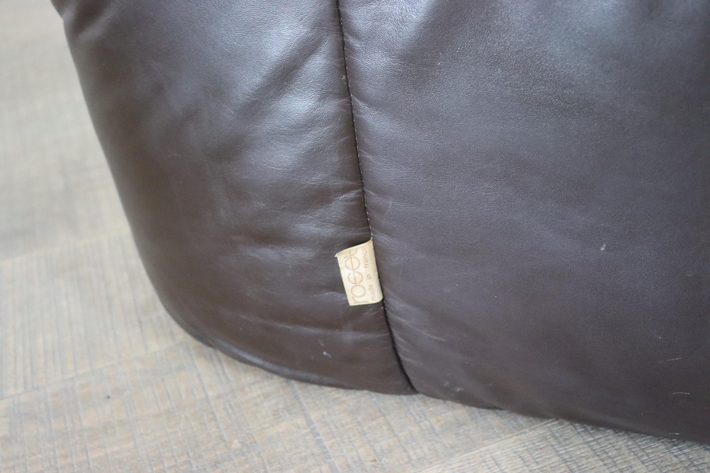 Ligne Roset Aralia seating group in brown leather by Michel Ducaroy, 1970s 8