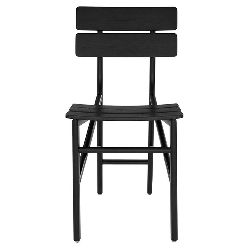 Ligne Roset Black Leather Contemporary Minimal Folk Chair by Ben Graindorge