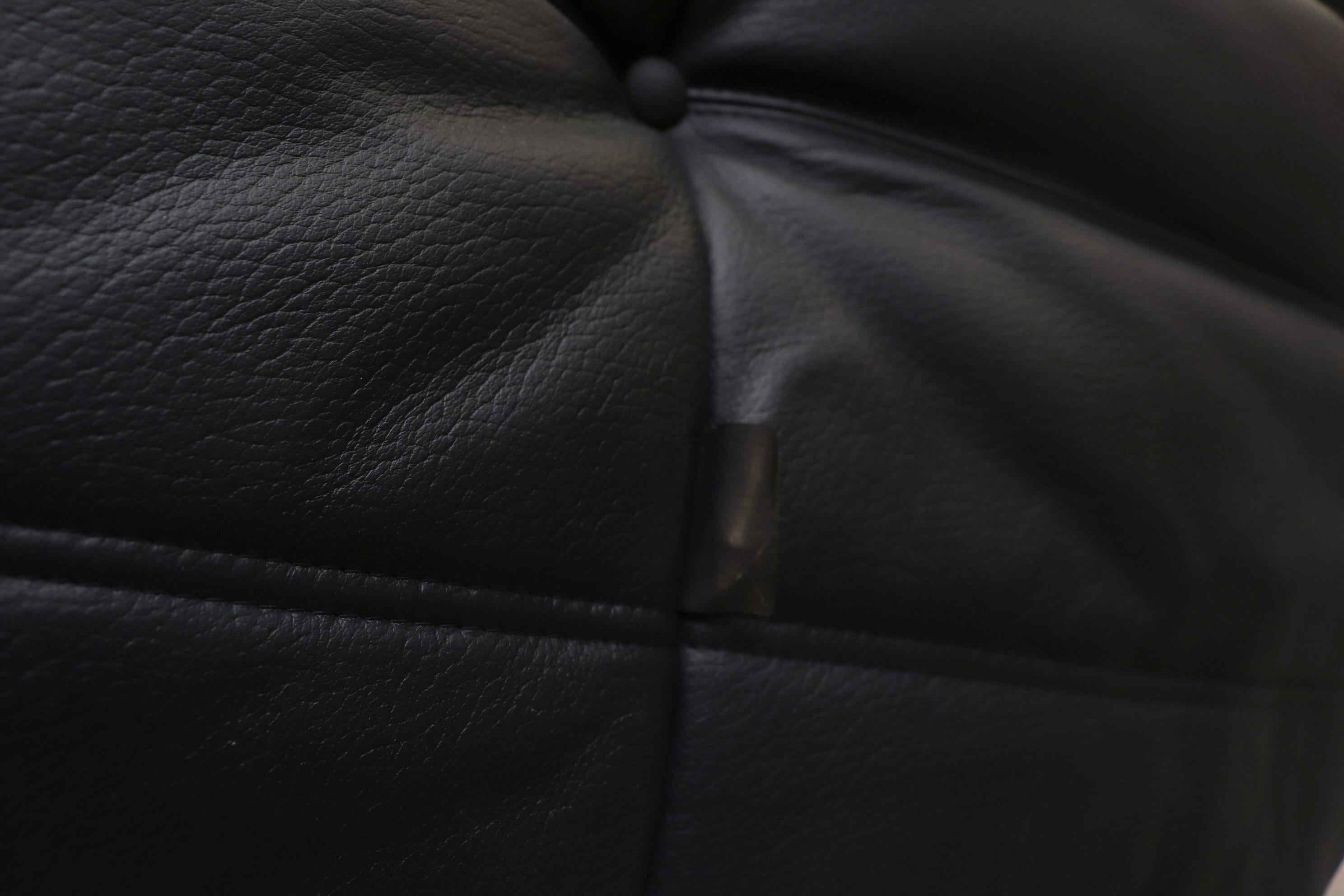 Ligne Roset Black Leather 'TOGO' Sofa 3