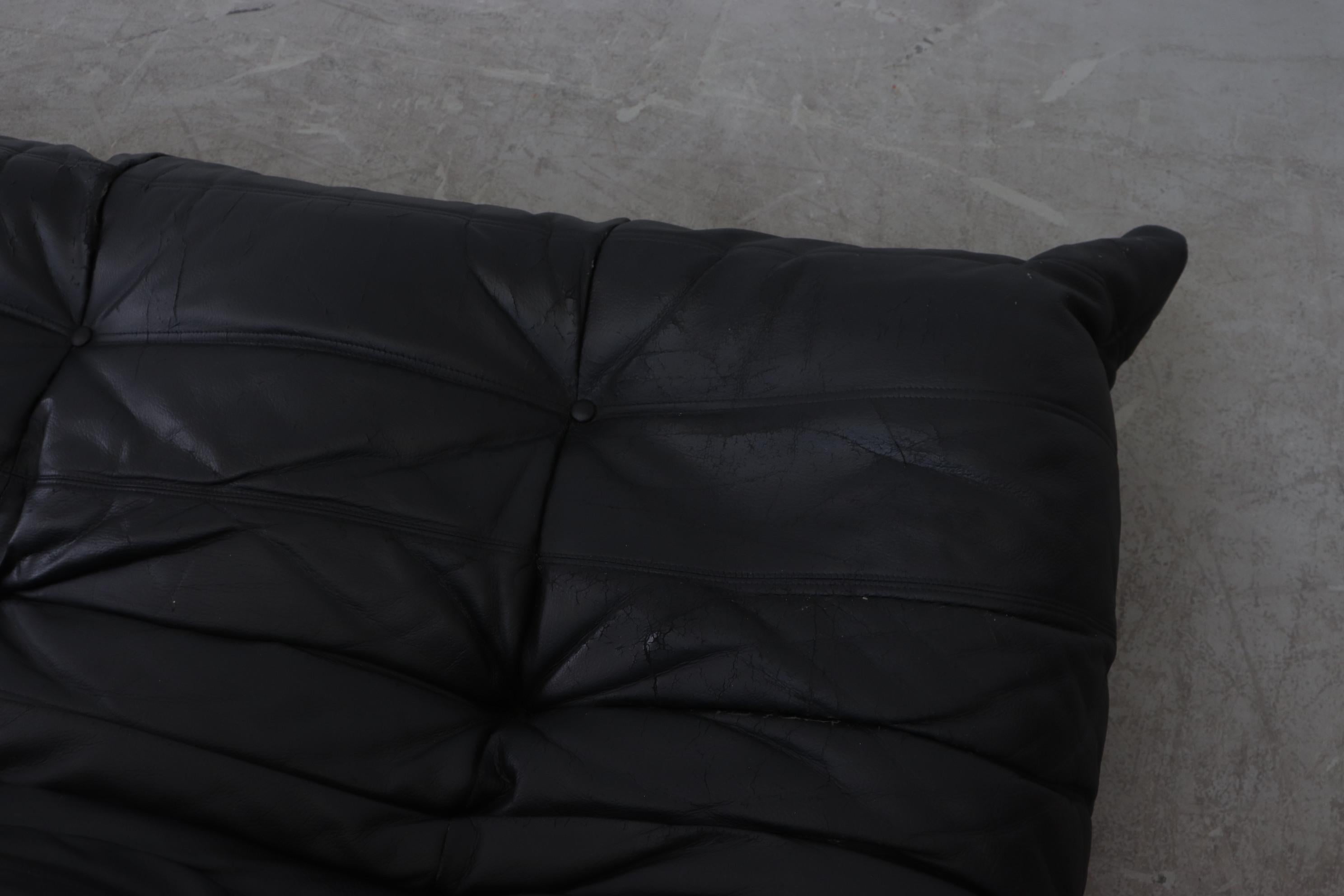 Ligne Roset Black Leather 'TOGO' Sofa 5
