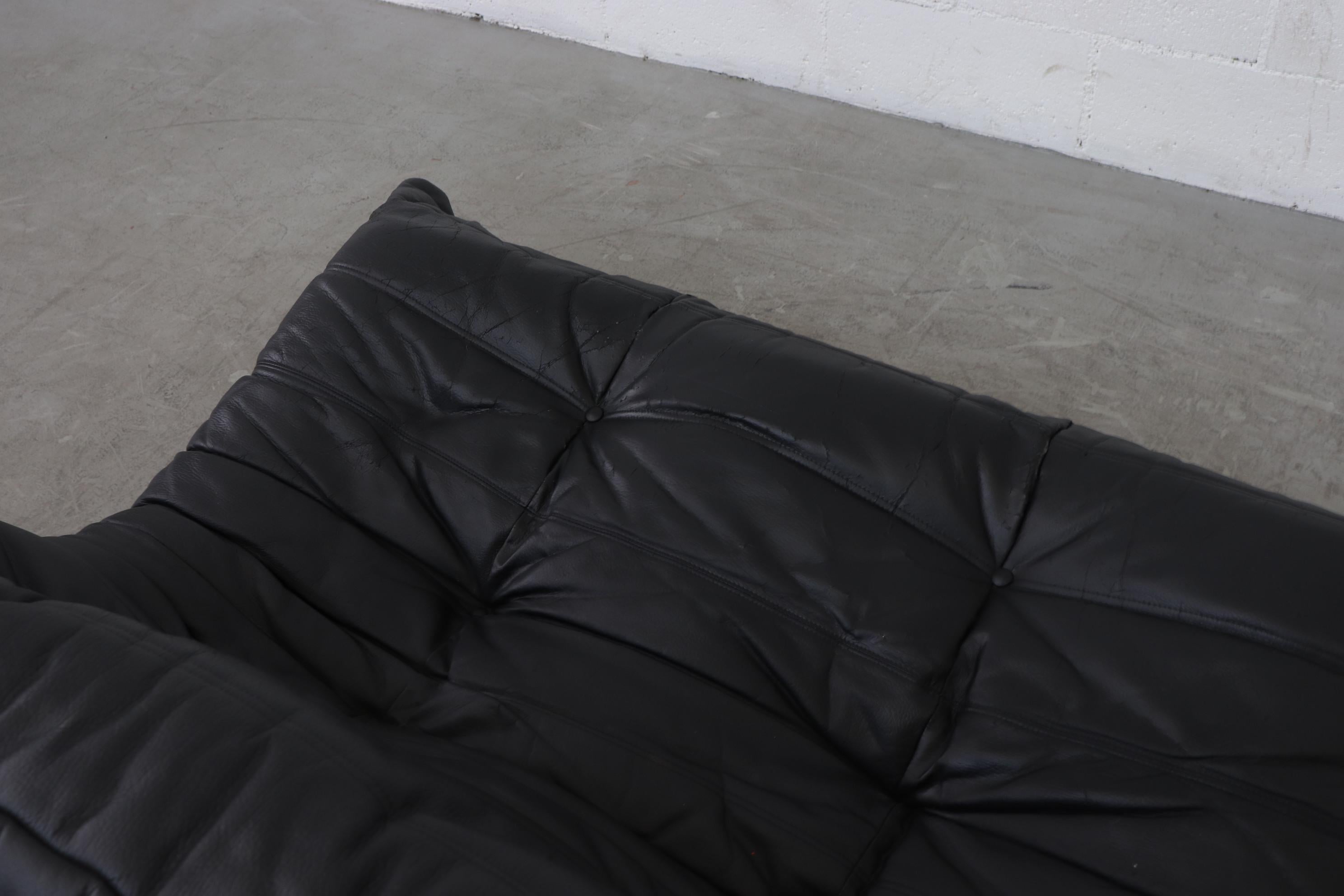Ligne Roset Black Leather 'TOGO' Sofa 6