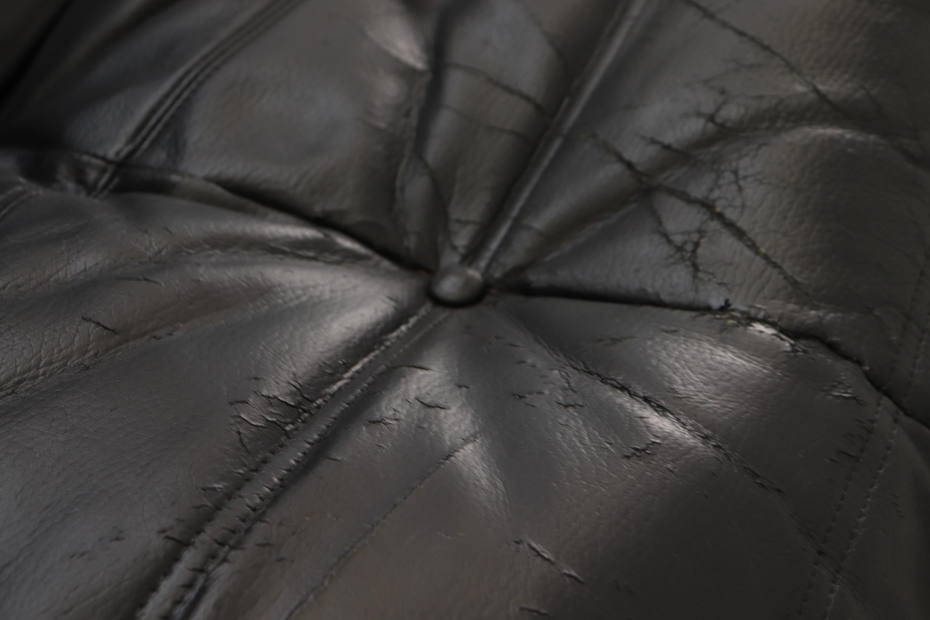 Ligne Roset Black Leather 'TOGO' Sofa 8