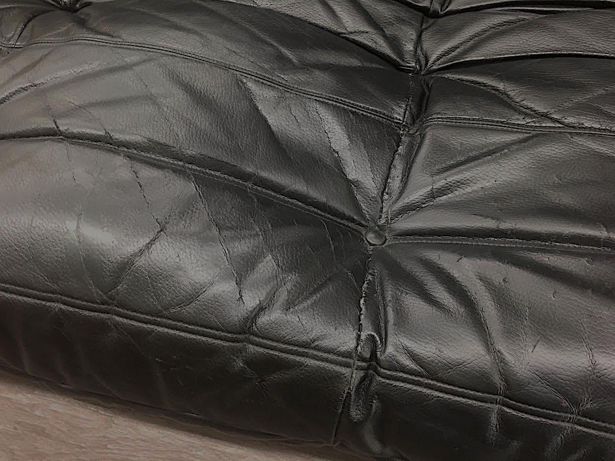 Ligne Roset Black Leather 'TOGO' Sofa at 1stDibs | ligne roset togo ...