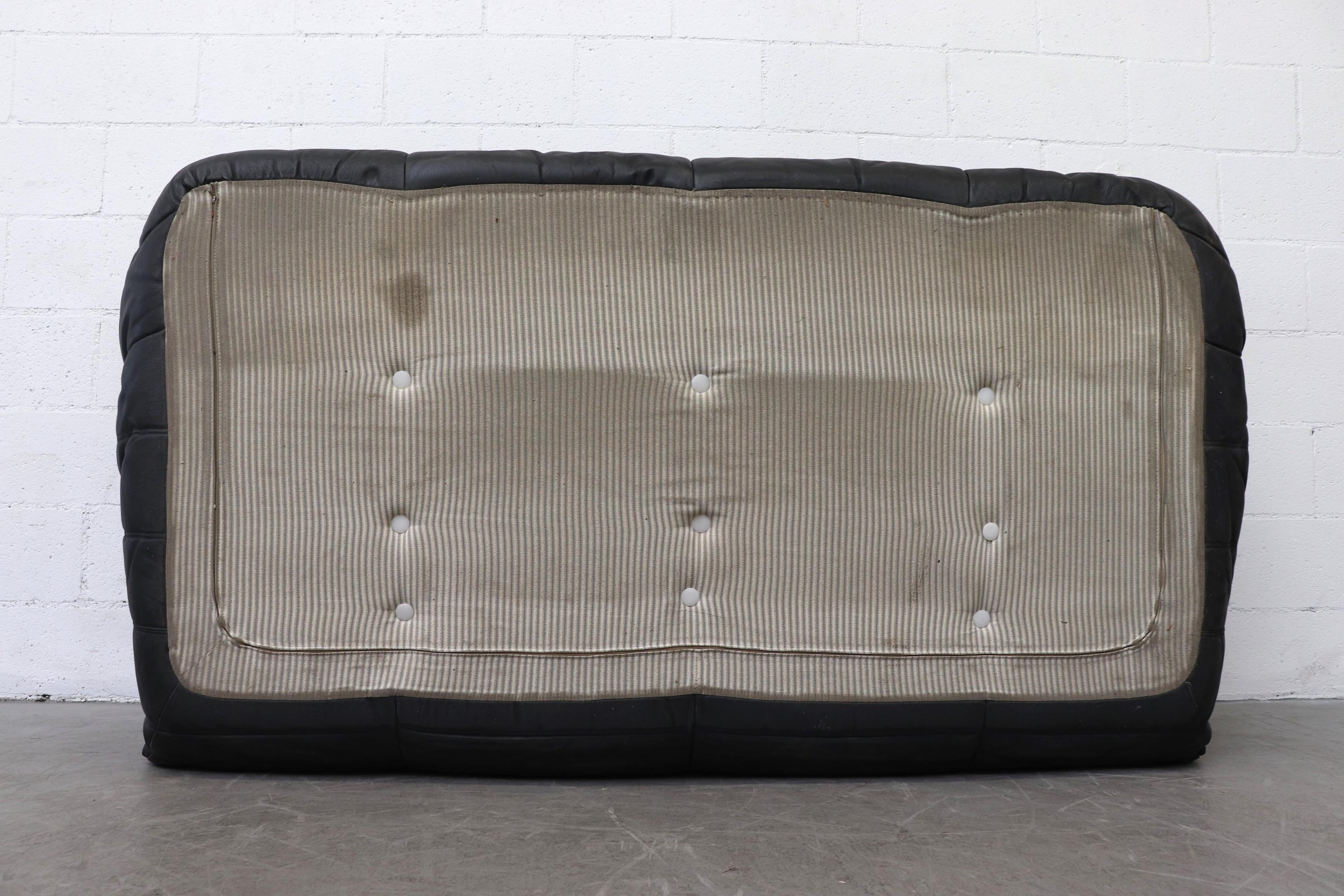 Ligne Roset Black Leather 'TOGO' Sofa In Good Condition In Los Angeles, CA