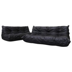Ligne Roset Black Leather 'TOGO' Sofa