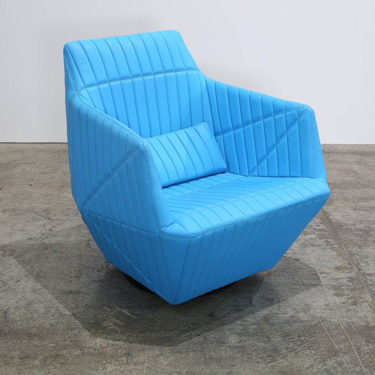 Fabric Ligne Roset Blue Facett Armchair by R. & E. Bouroullec For Sale