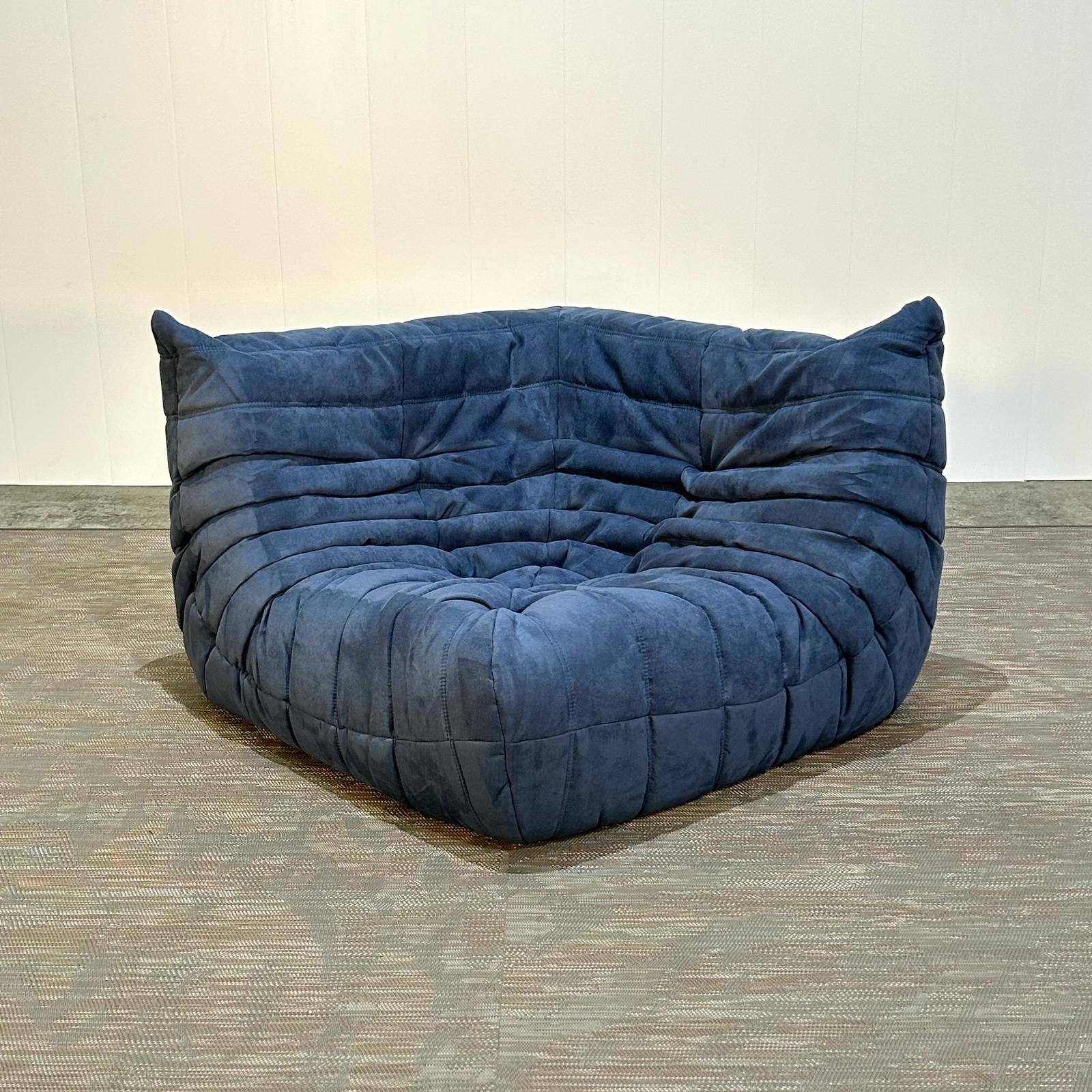 Fabric Ligne Roset Blue Modular Togo Sofa by Michel Ducaroy, Set of Three