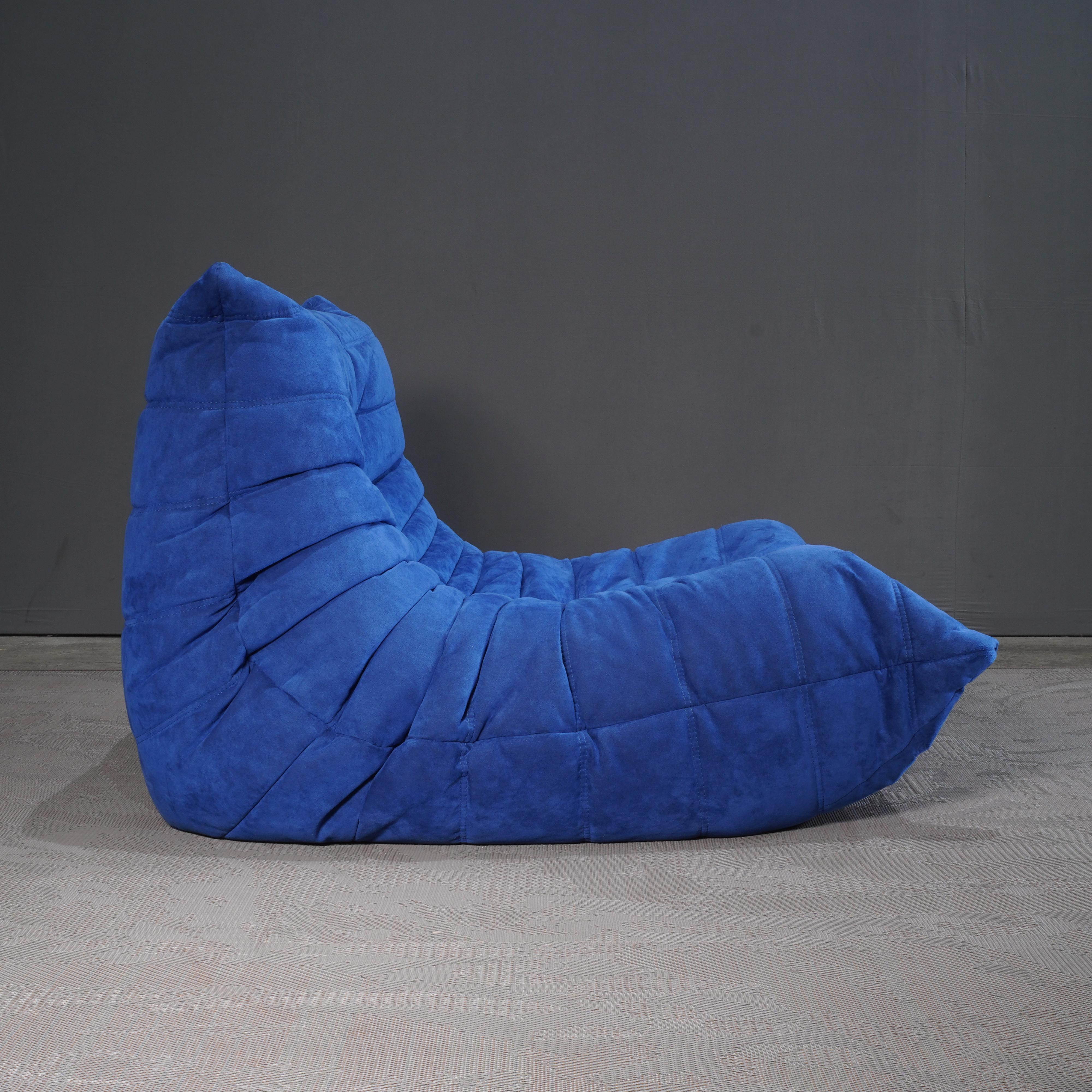 Mid-Century Modern Ligne Roset Blue Togo Armchair by Michel Ducaroy