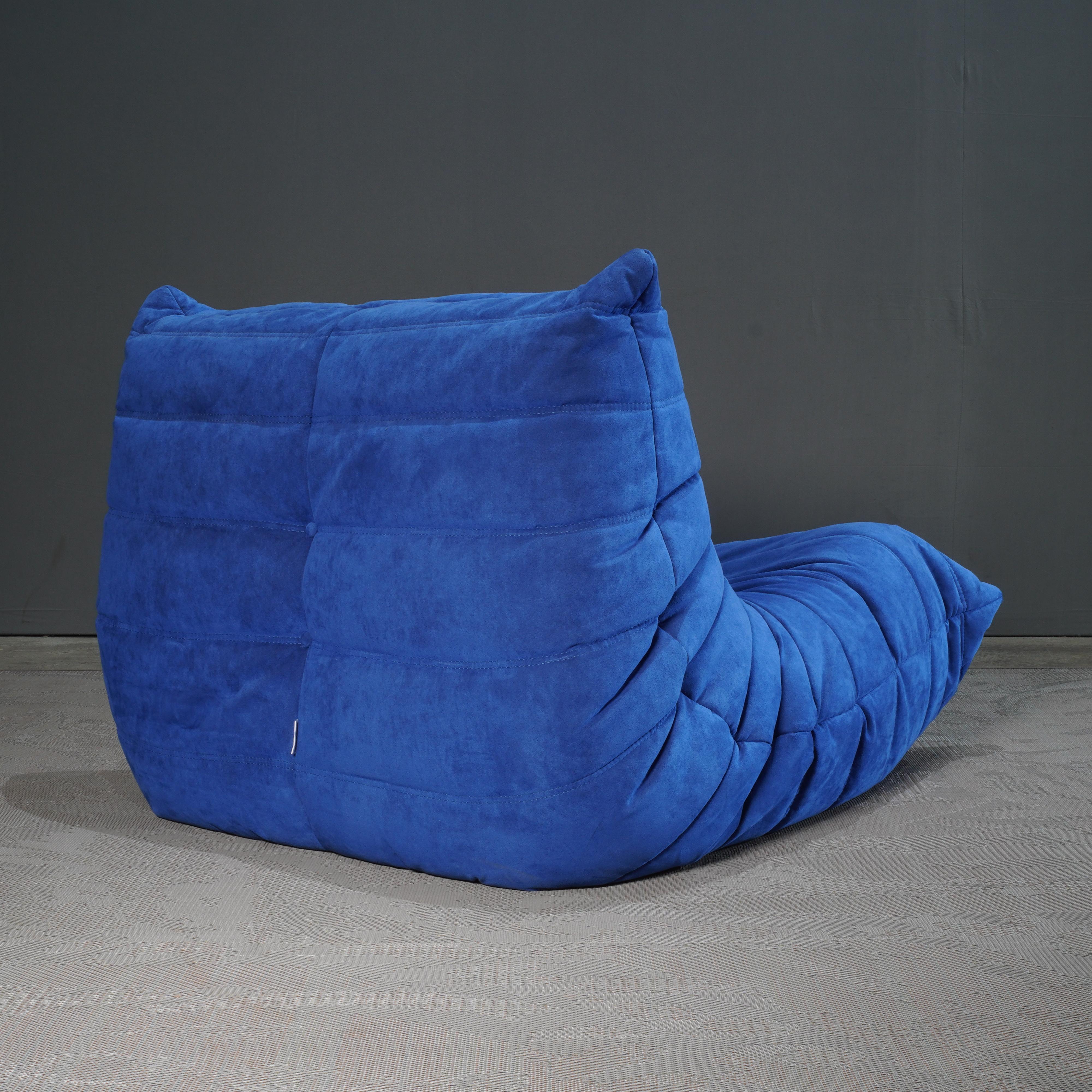 French Ligne Roset Blue Togo Armchair by Michel Ducaroy