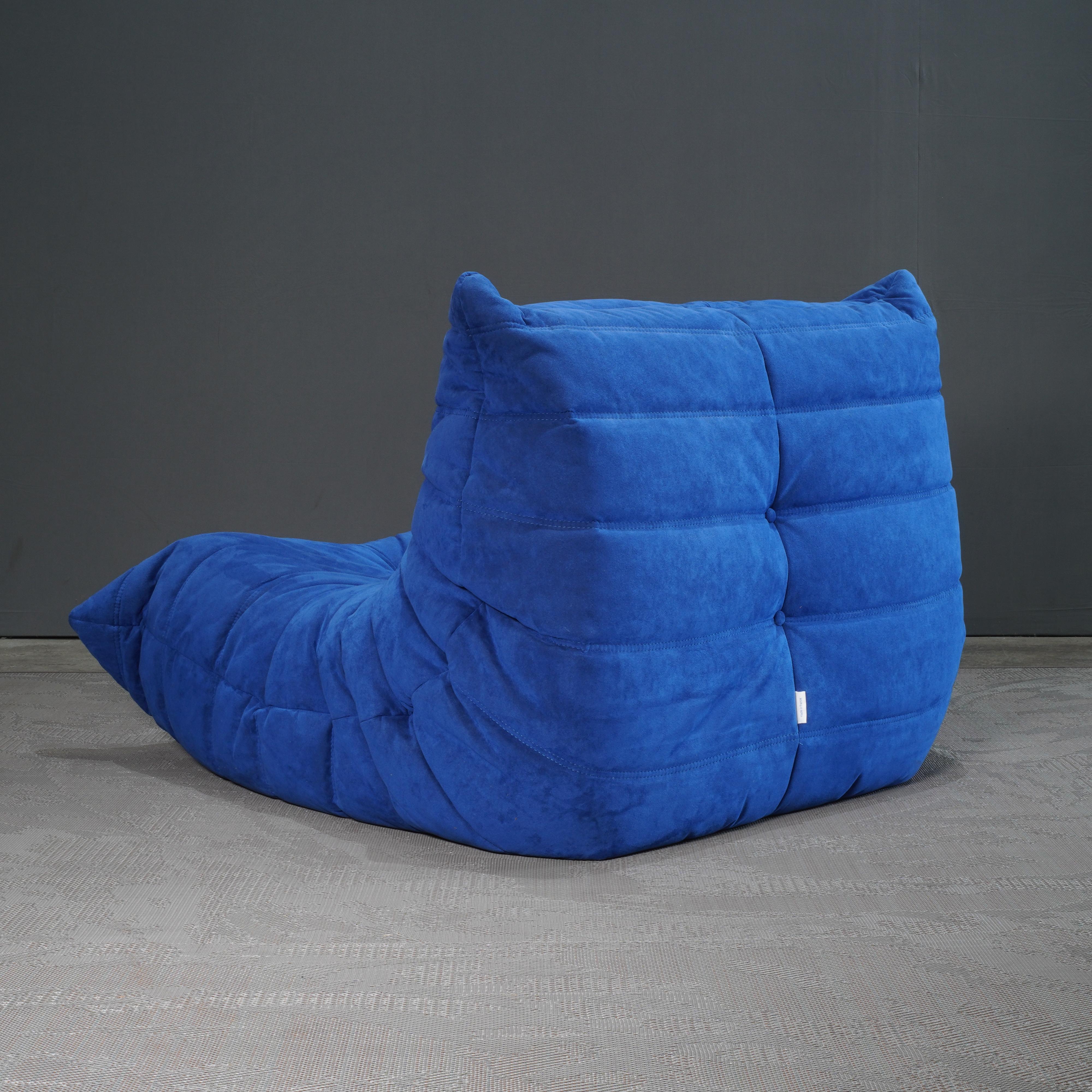 Fabric Ligne Roset Blue Togo Armchair by Michel Ducaroy