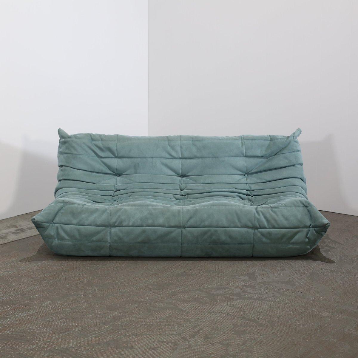 French Ligne Roset Blue Togo Three Seater For Sale