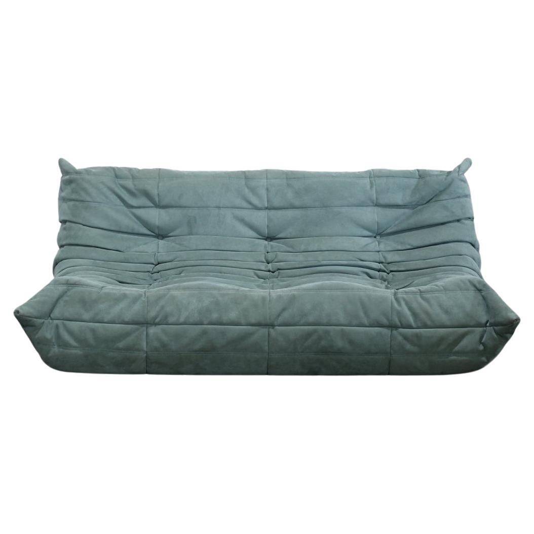 Ligne Roset Blue Togo Three Seater For Sale