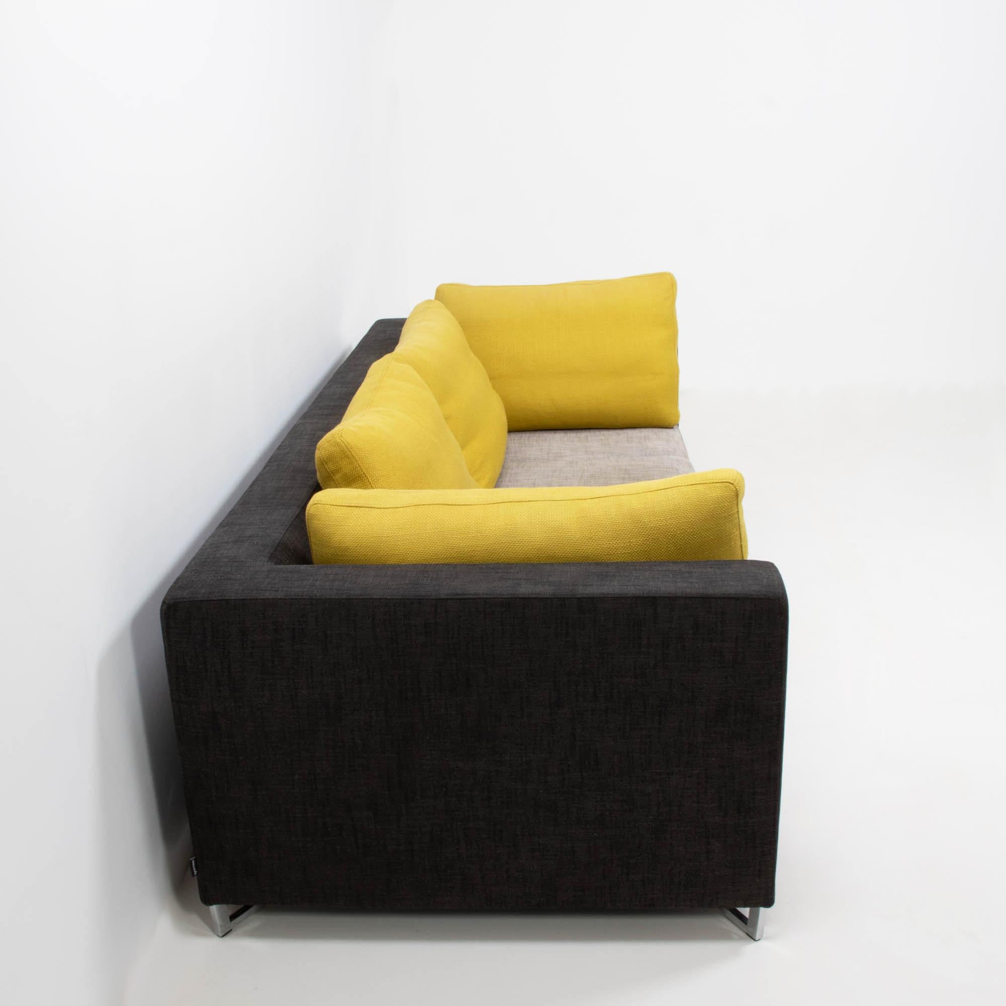 French Ligne Roset by Didier Gomez Feng Grey and Yellow Three-Seat Feng Sofa, 2004