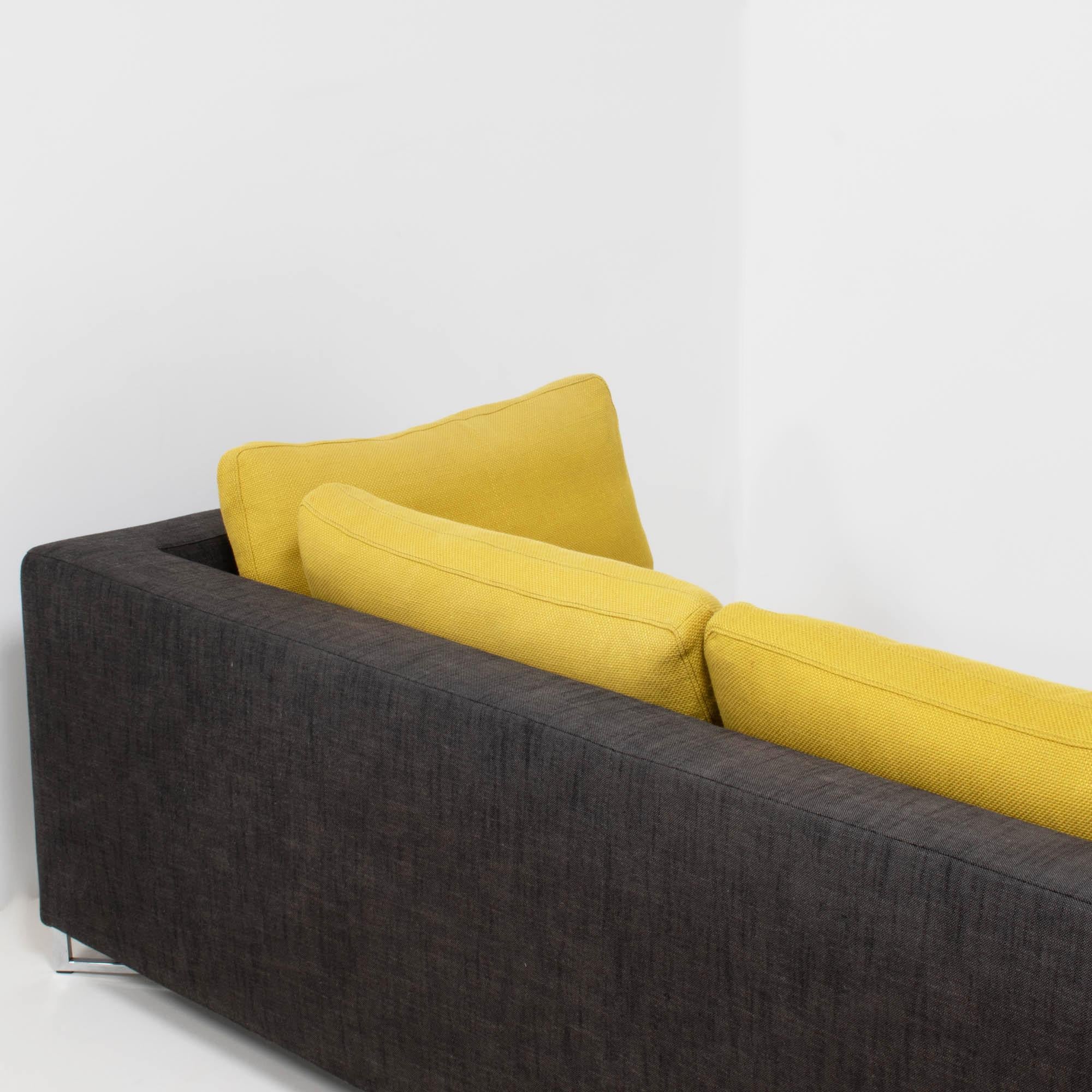Contemporary Ligne Roset by Didier Gomez Feng Grey and Yellow Three-Seat Feng Sofa, 2004