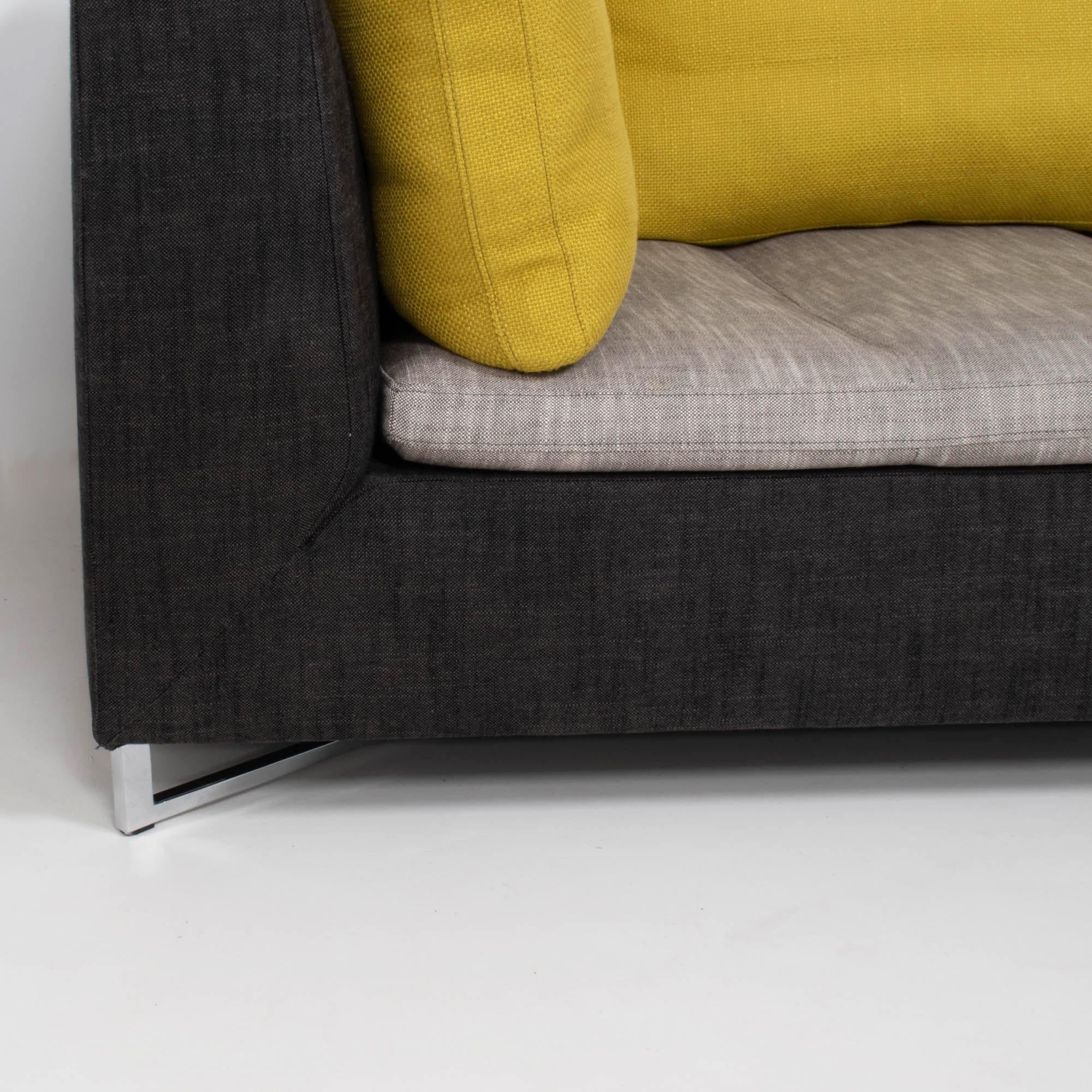 Ligne Roset by Didier Gomez Feng Grey and Yellow Three-Seat Feng Sofa, 2004 1