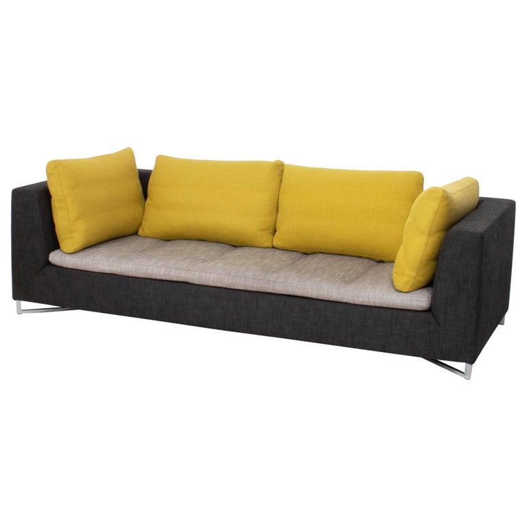 Ligne Roset by Didier Gomez Feng Grey and Yellow ThreeSeat Feng Sofa