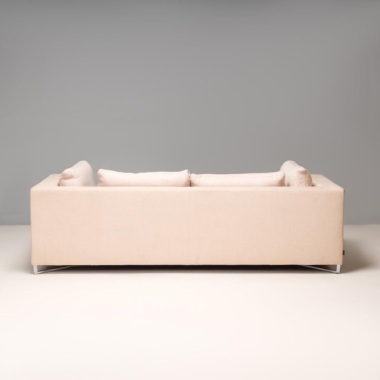Ligne Roset by Didier Gomez Feng Ivory and Brown Leather Three 