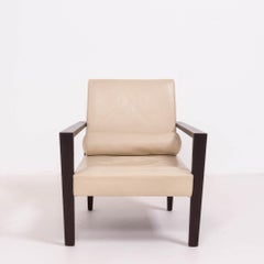 Sedia da salotto in pelle beige Ligne Roset by Didier Gomez French Line