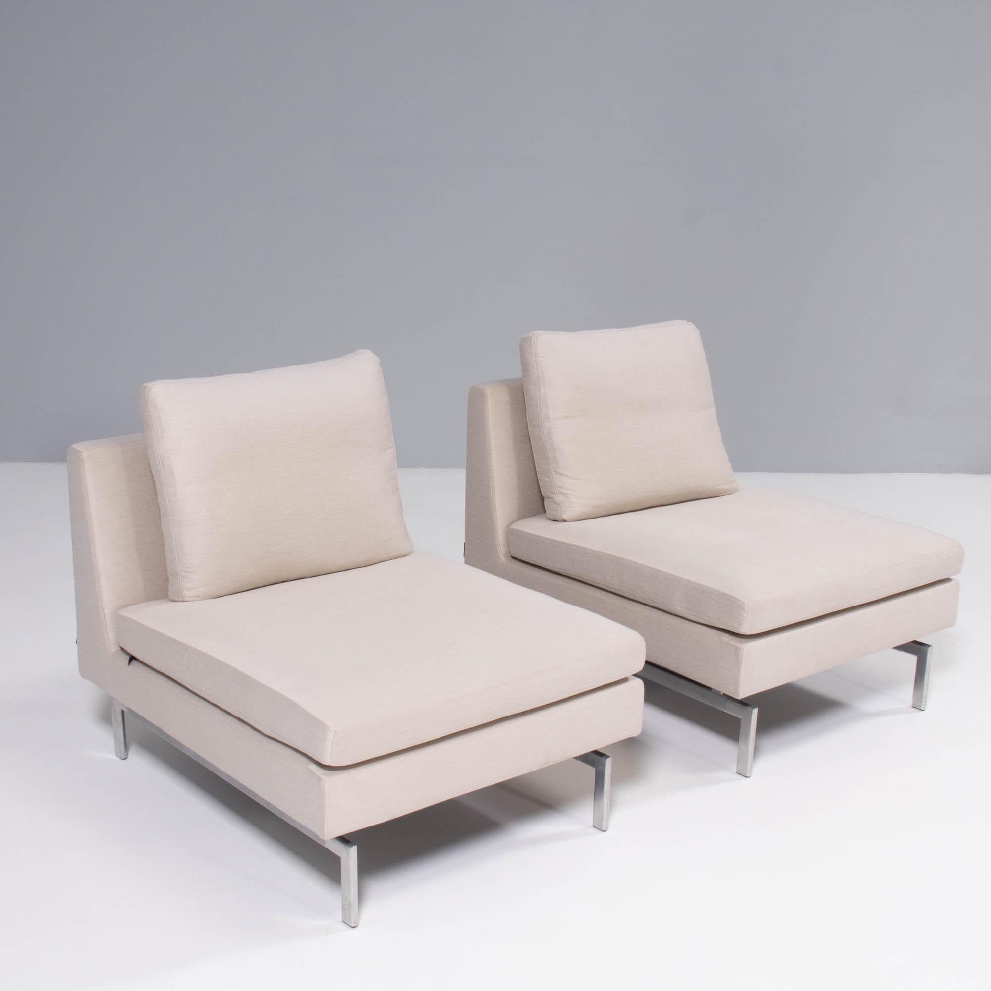 French Ligne Roset by Didier Gomez Stricto Sensu Cream Fireside Chair, Set of 2