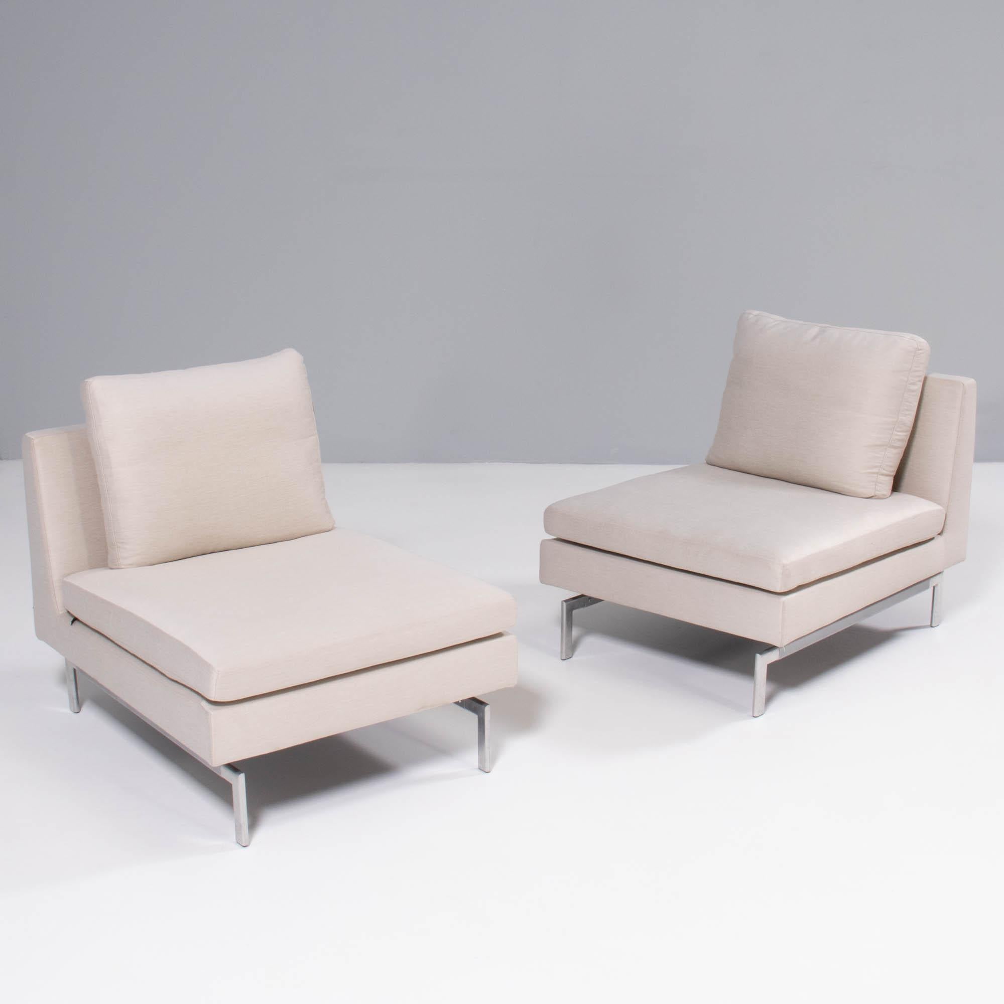 Contemporary Ligne Roset by Didier Gomez Stricto Sensu Cream Fireside Chair, Set of 2