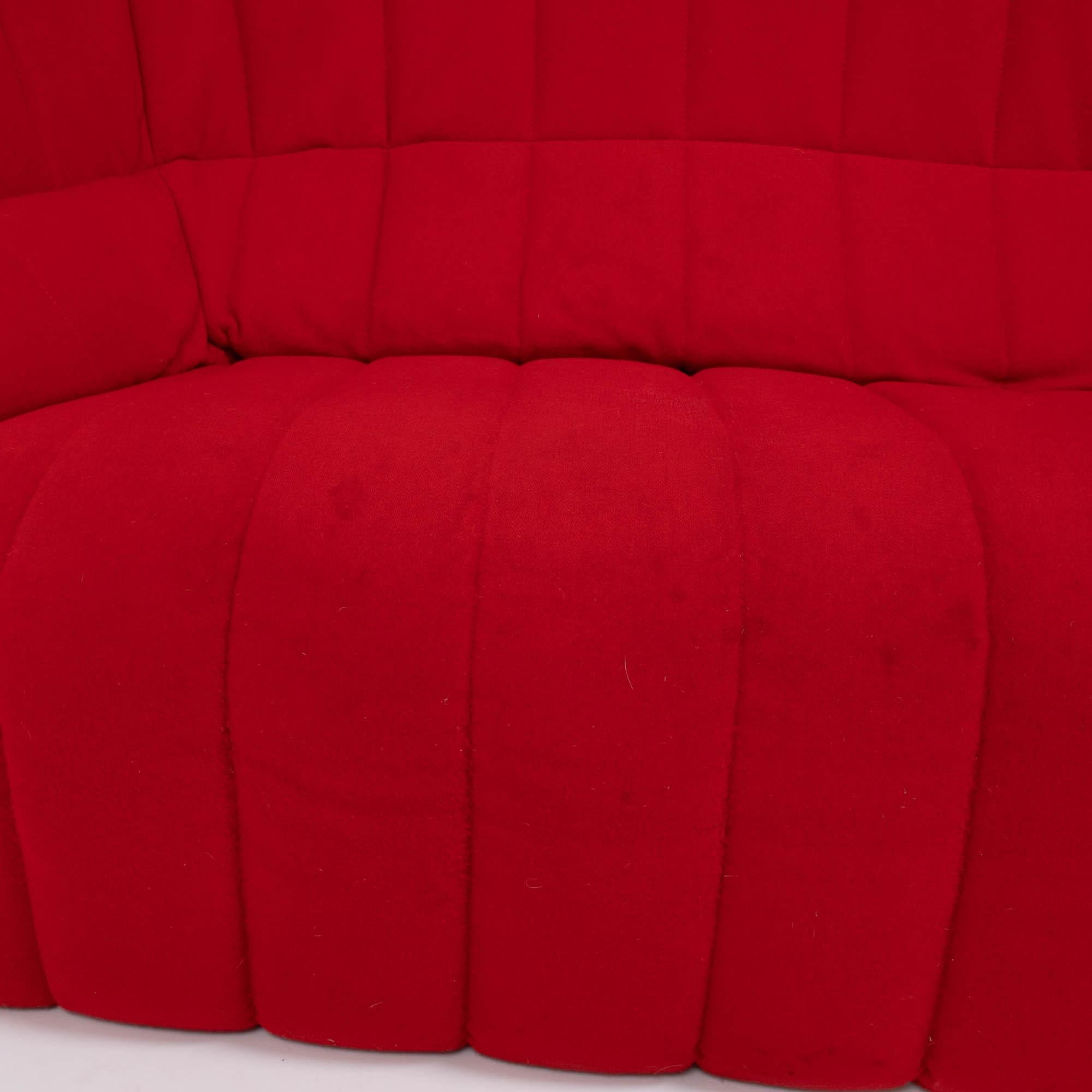 Ligne Roset by Inga Sempé Moel Red and Grey Quilted Loveseat Sofa, 2007 For Sale 3