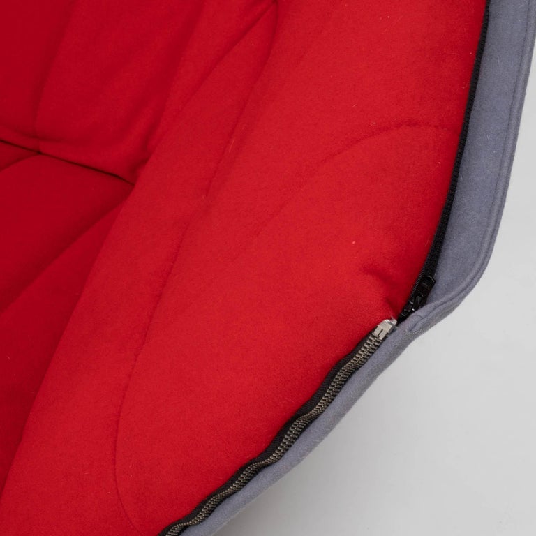 Ligne Roset by Inga Sempé Moel Red and Grey Quilted Loveseat Sofa