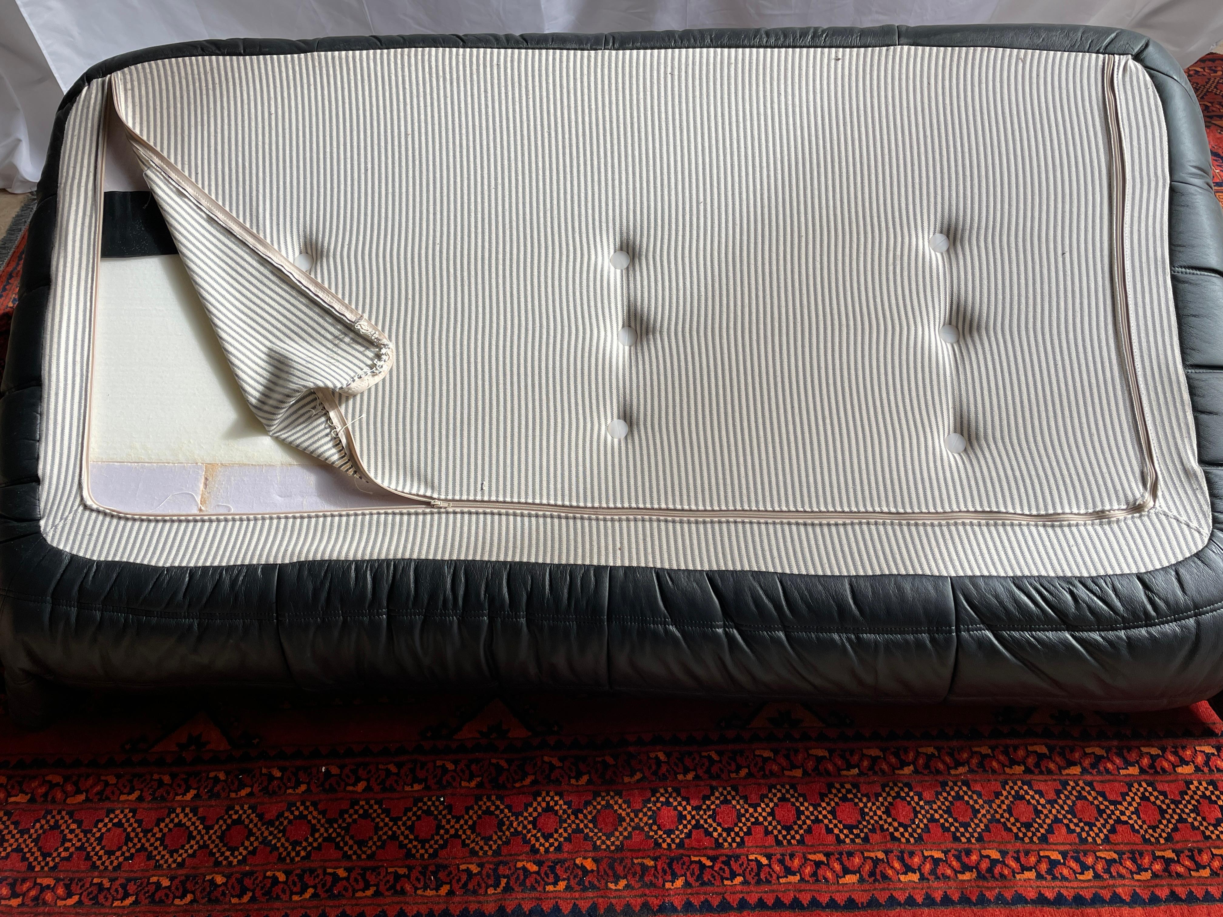 Ligne Roset by Michel Ducaroy Black leather togo Modular Sofa Set of 3 3