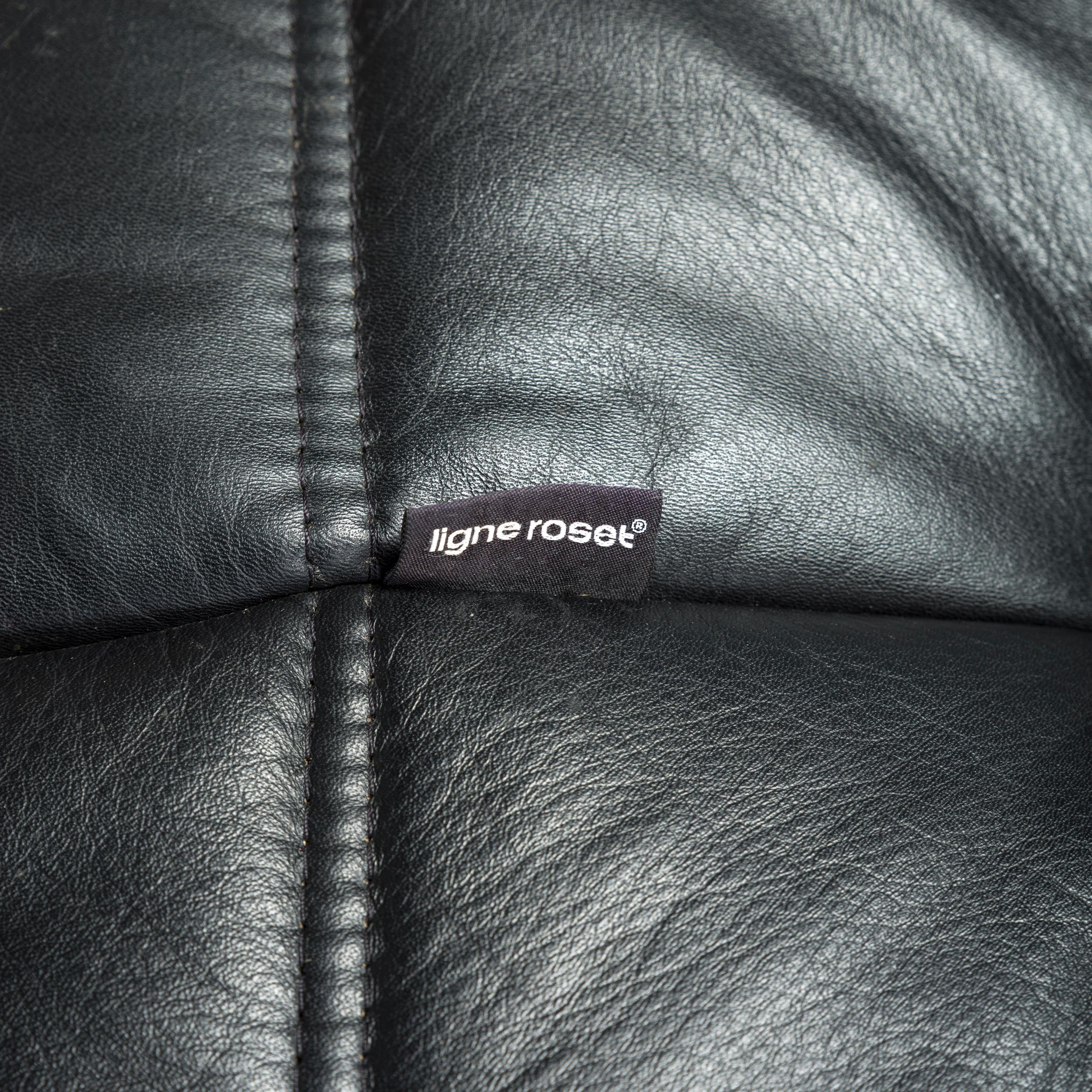 Ligne Roset by Michel Ducaroy Black Leather Togo Modular Sofa, Set of 3 14