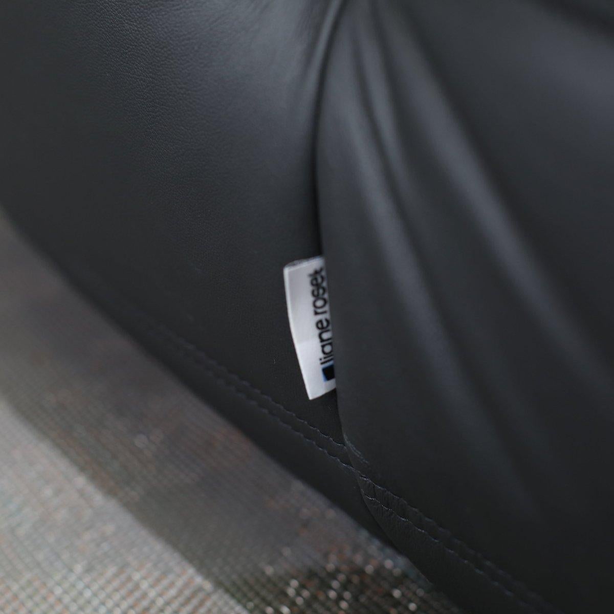 Ligne Roset by Michel Ducaroy Black Leather Togo Modular Sofas, Set of Five For Sale 10
