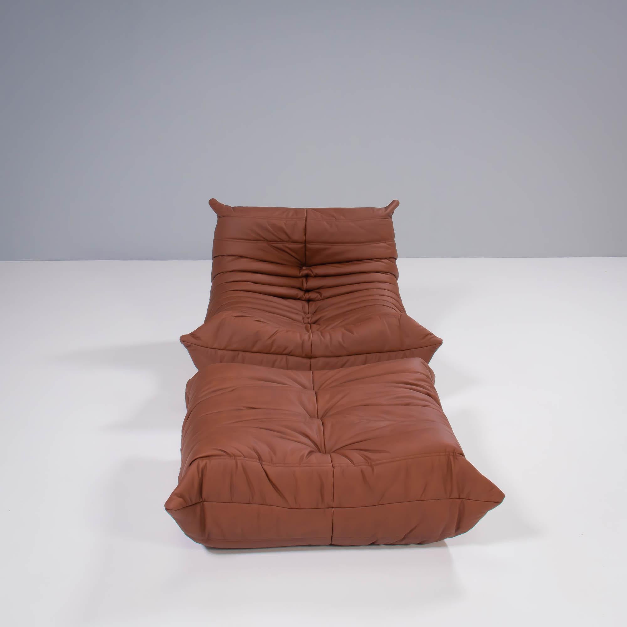Ligne Roset by Michel Ducaroy Togo en cuir Brown, set of two en vente 5