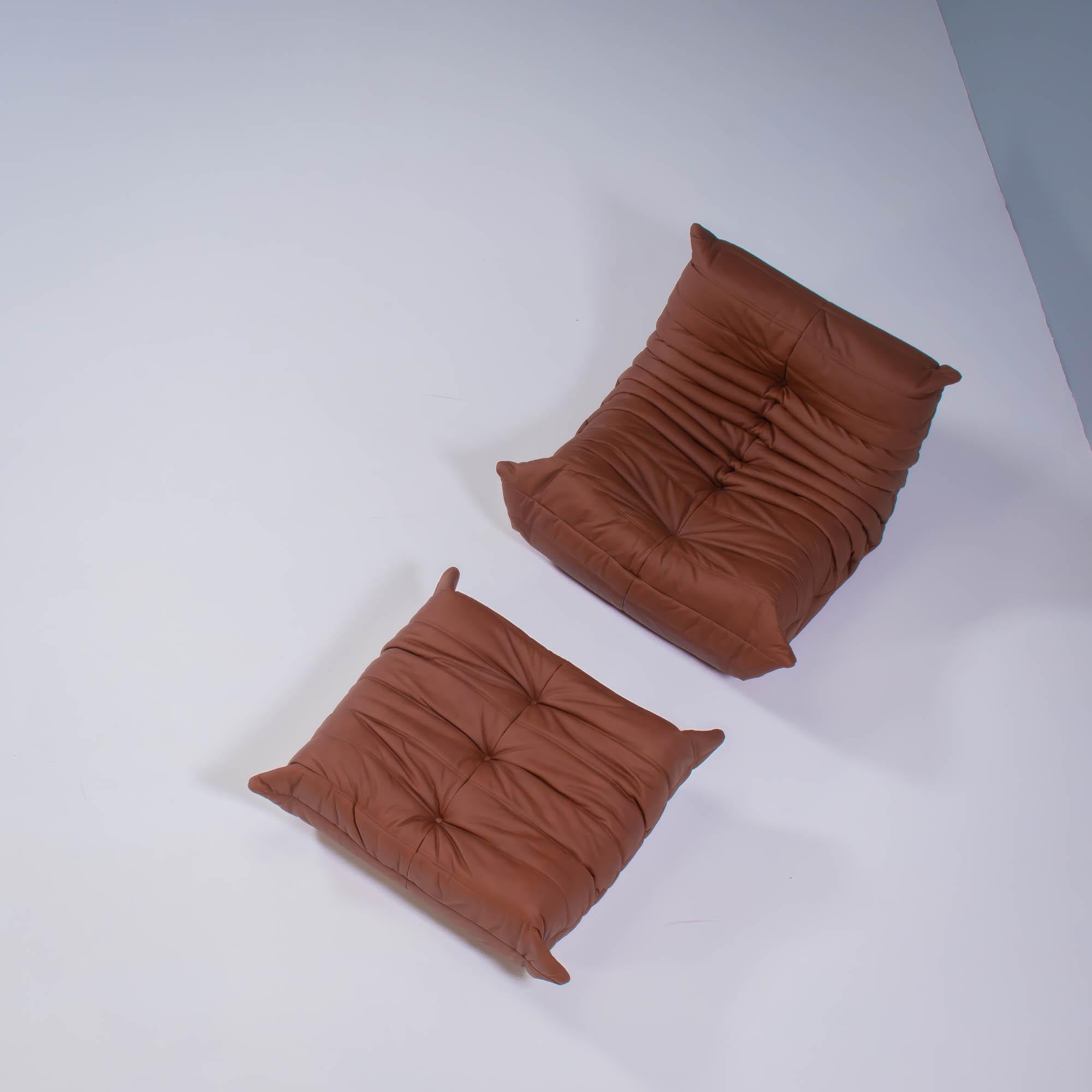 Ligne Roset by Michel Ducaroy Togo en cuir Brown, set of two en vente 9