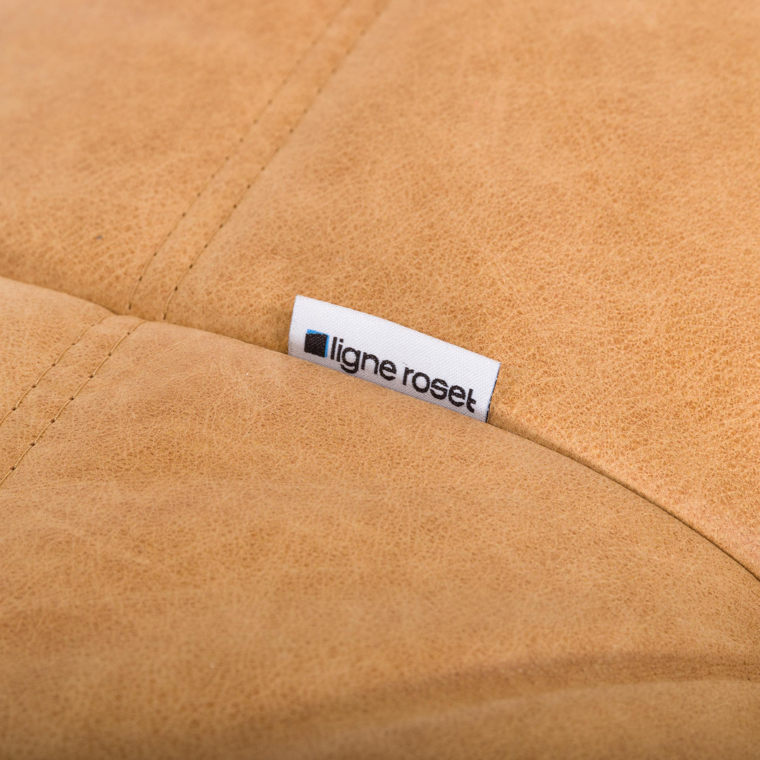 Ligne Roset by Michel Ducaroy Camel Brown Leather Togo, Set of Three For Sale 6