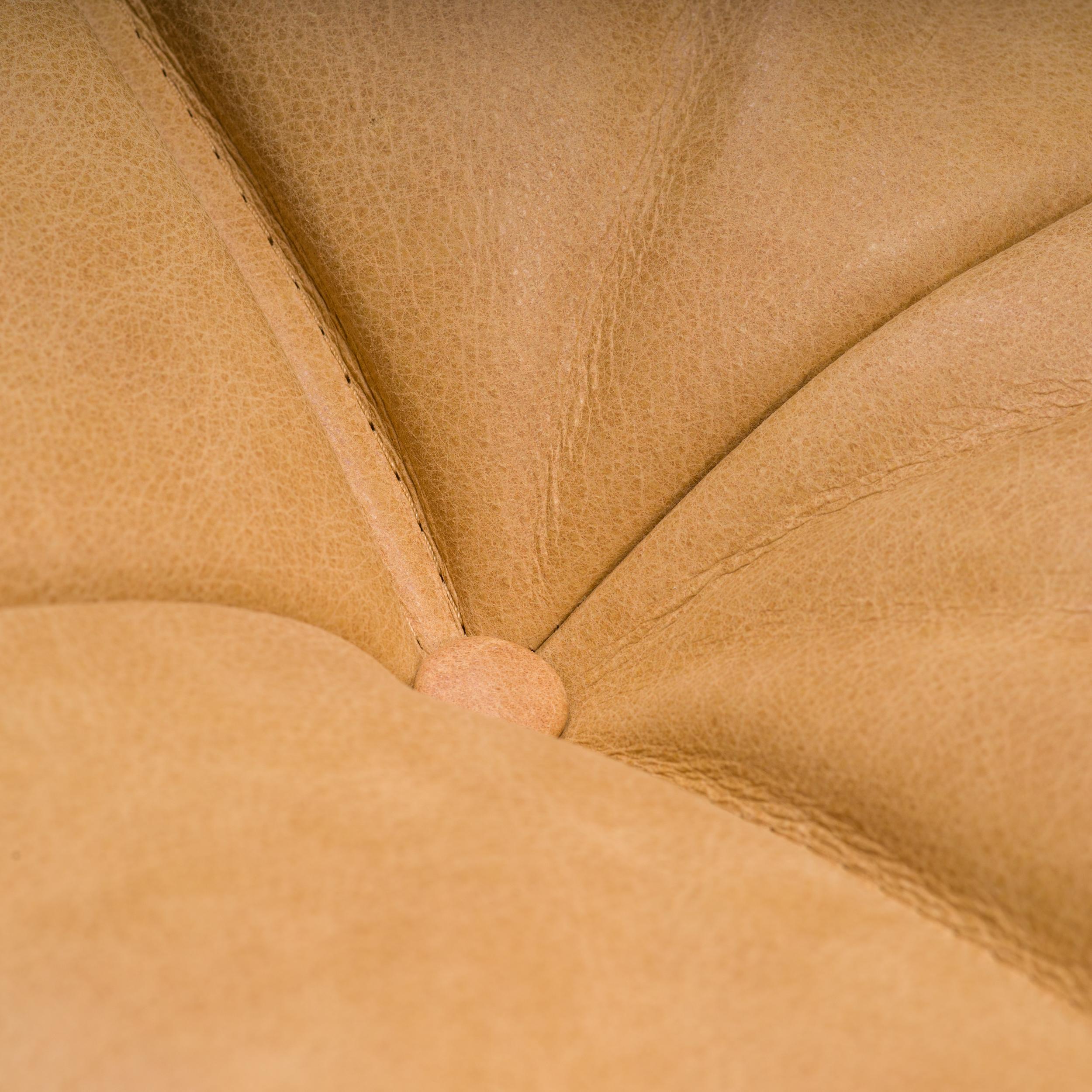 Ligne Roset by Michel Ducaroy Camel Brown Leather Togo, Set of Three For Sale 8