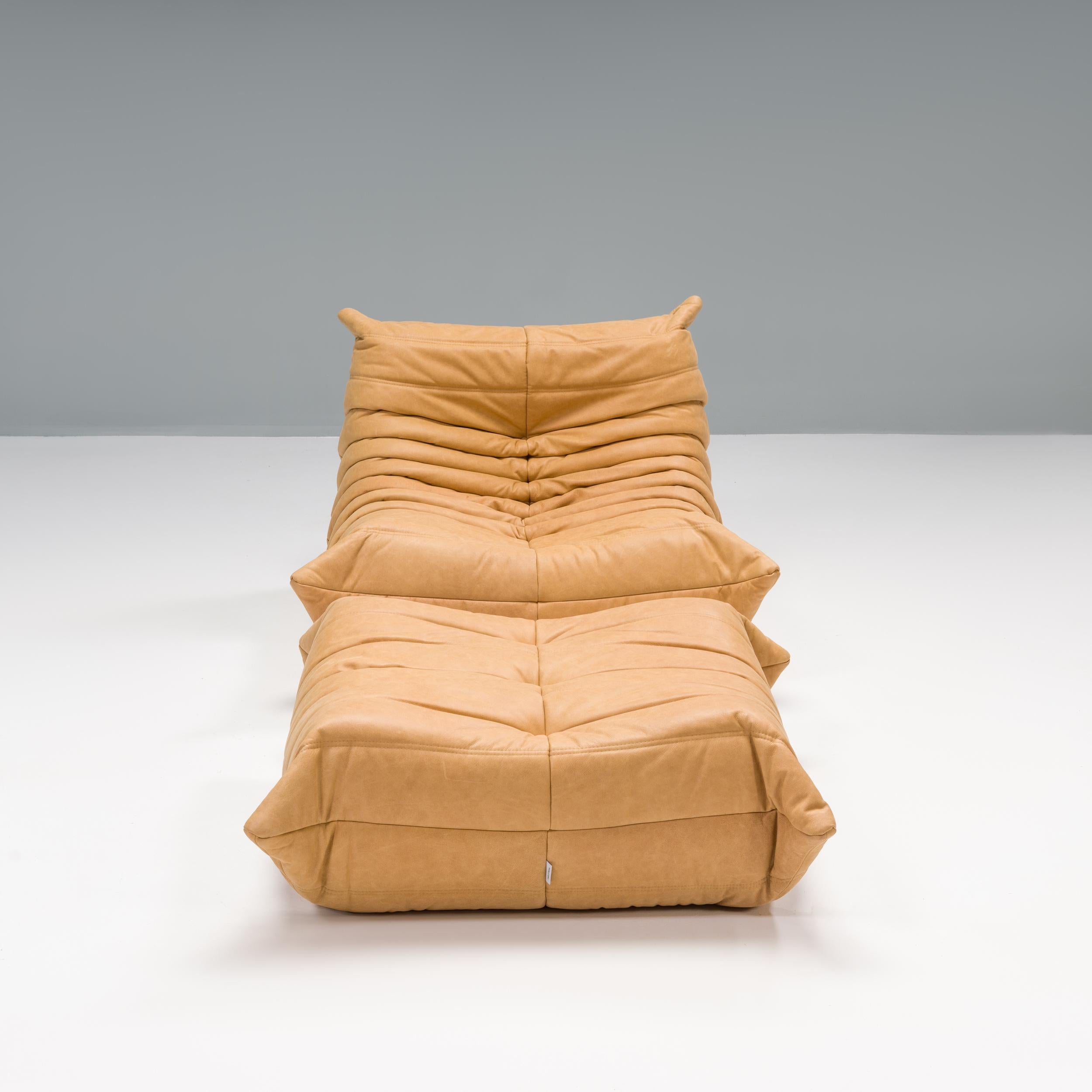 Ligne Roset by Michel Ducaroy Togo en cuir Brown Camel, set de deux en vente 1