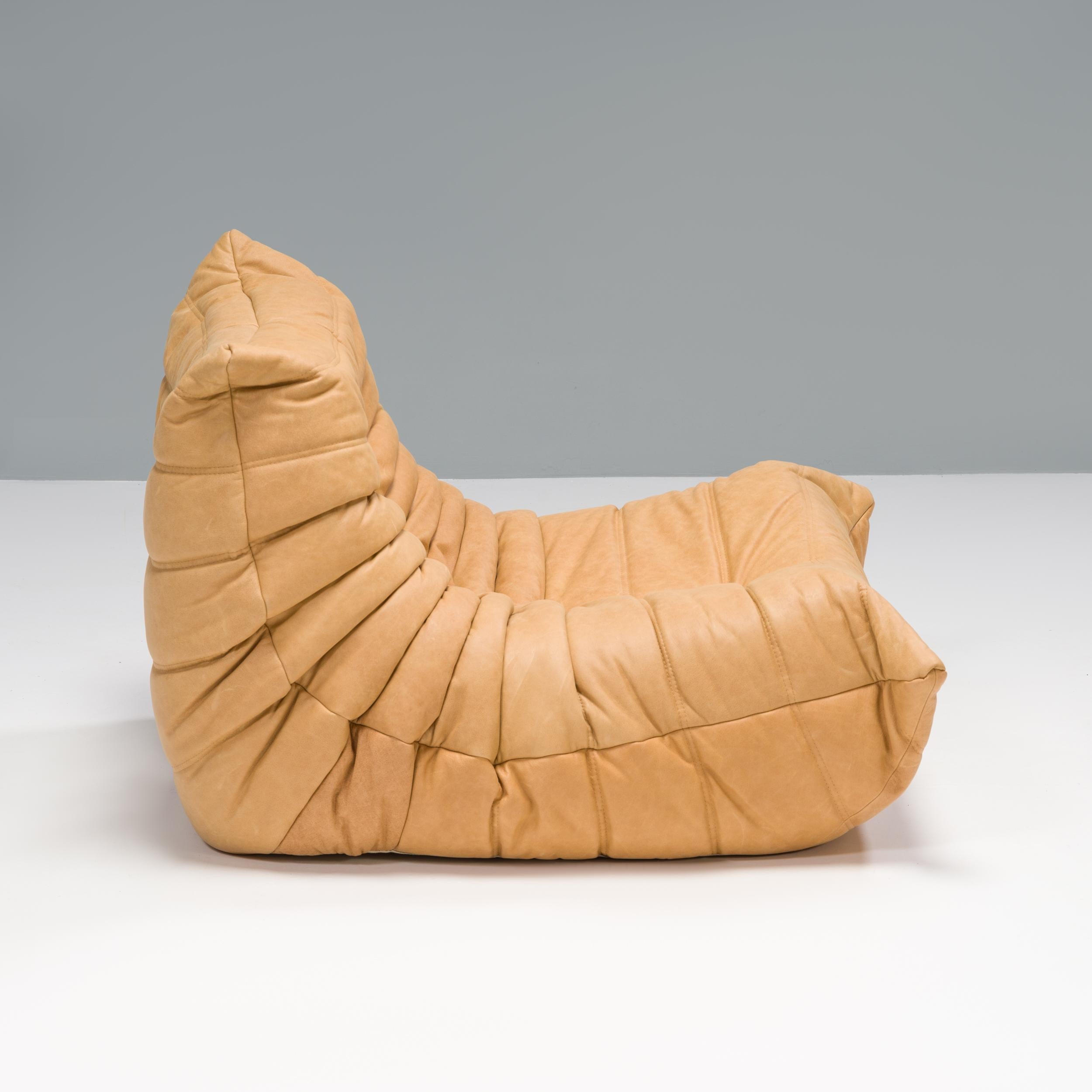 Ligne Roset by Michel Ducaroy Togo en cuir Brown Camel, set de deux en vente 5