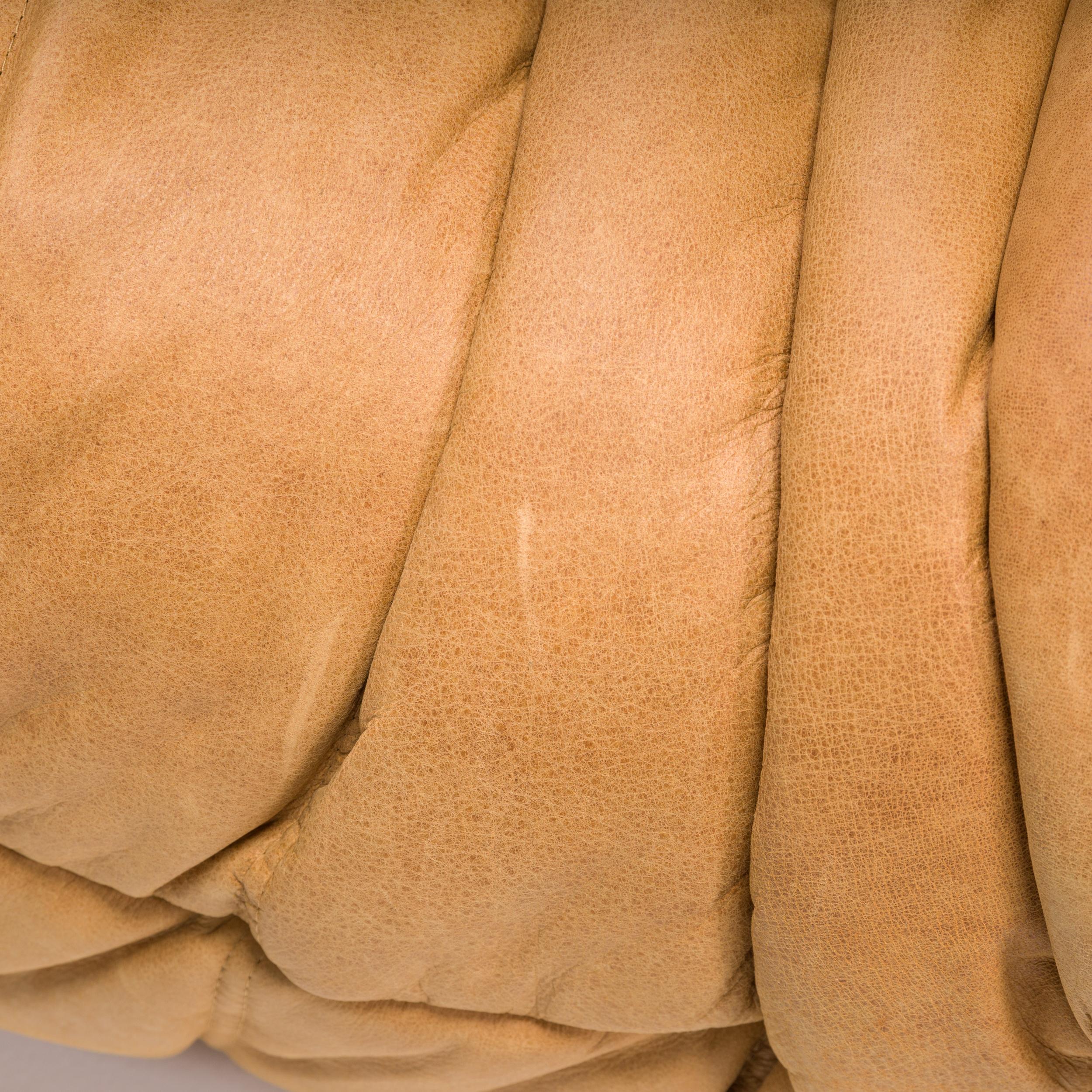 Ligne Roset by Michel Ducaroy Camel Brown Leather Togo Sofas, Set of Five For Sale 10