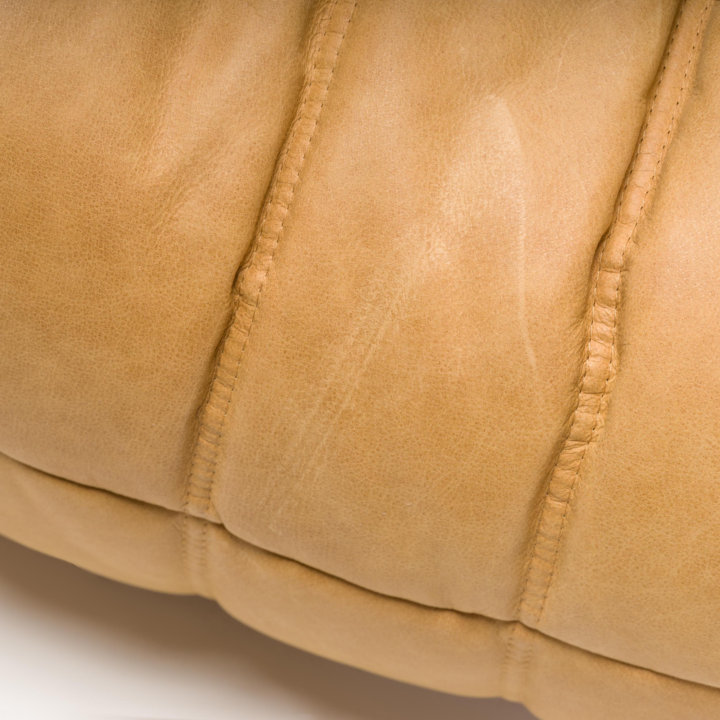 Ligne Roset by Michel Ducaroy Camel Brown Leather Togo Sofas, Set of Five For Sale 13